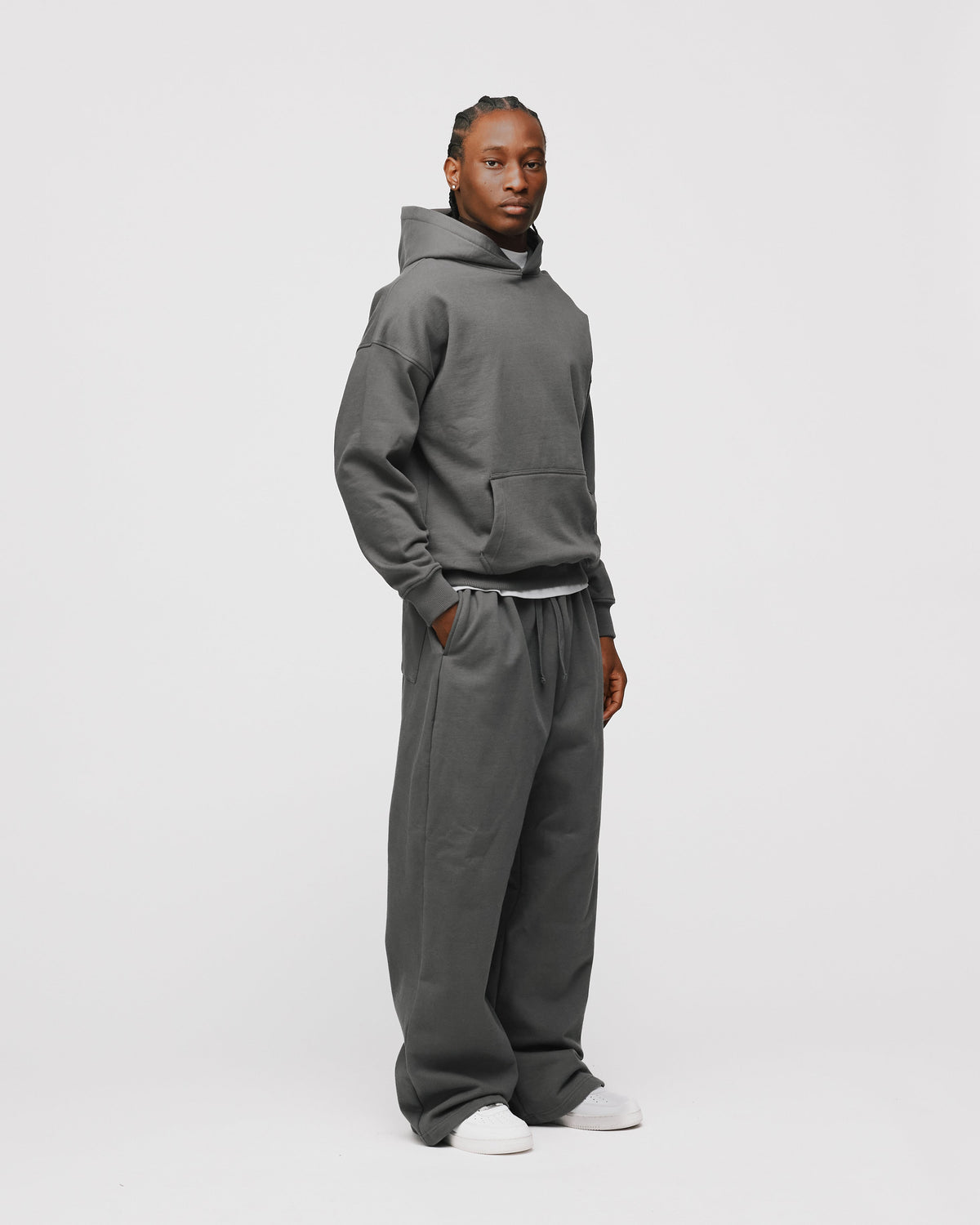 Drop Shoulder Hoodie - Charcoal