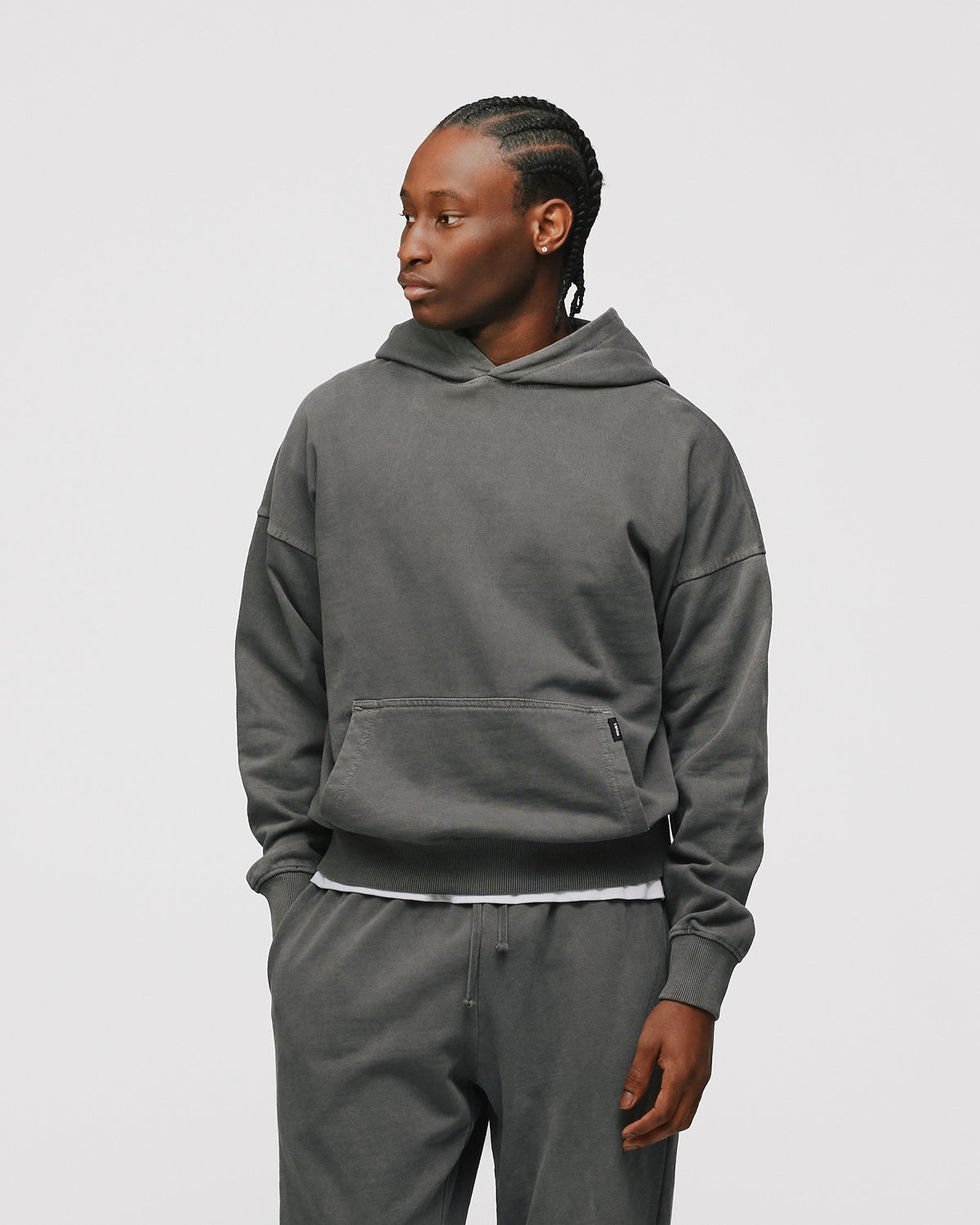 Drop Shoulder Hoodie - Vintage Grey