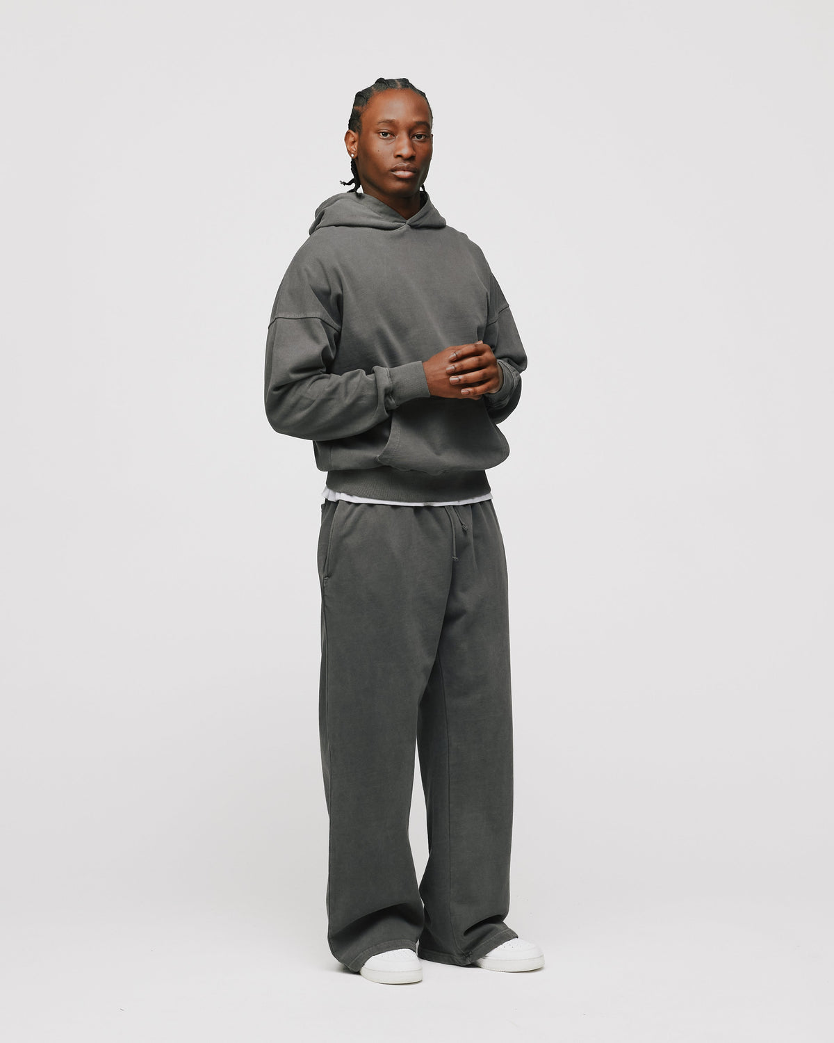 Drop Shoulder Hoodie - Vintage Grey