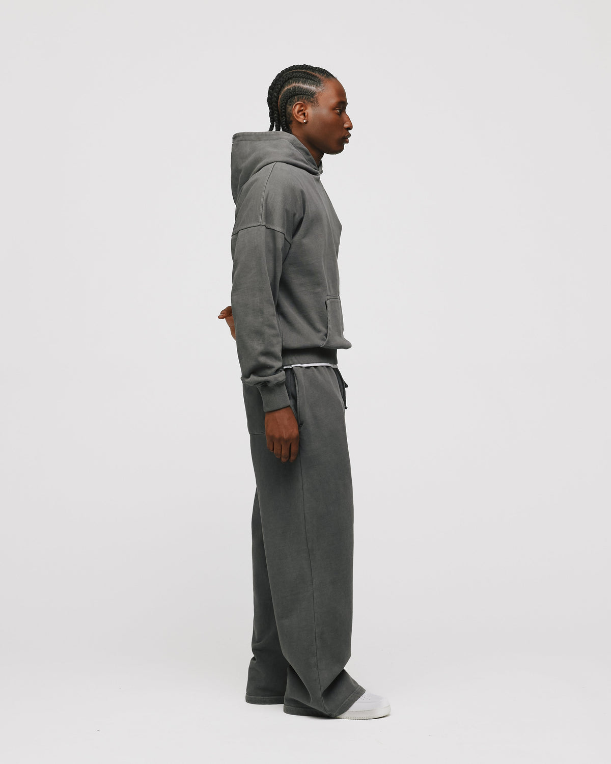 Drop Shoulder Hoodie - Vintage Grey