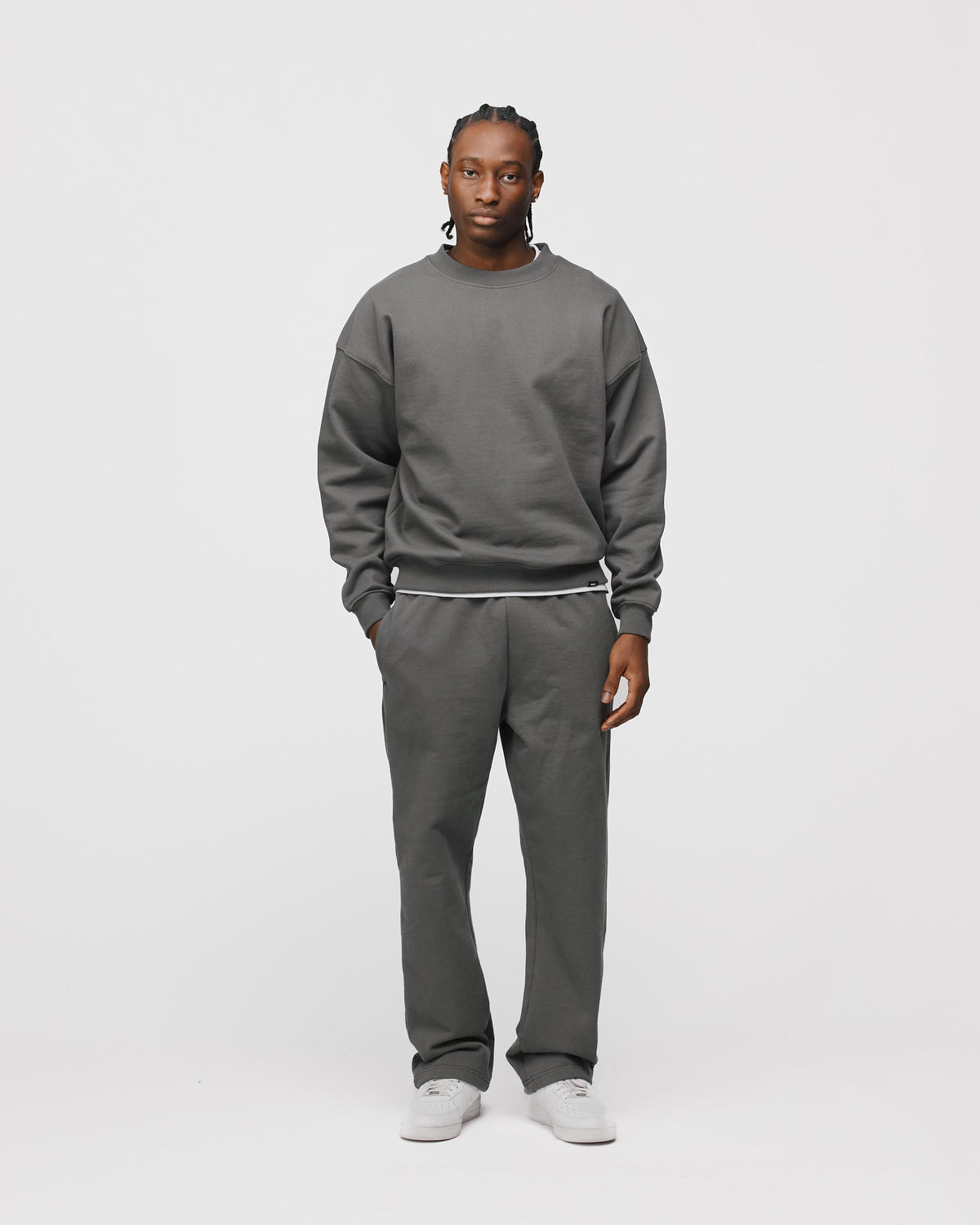 Drop Shoulder Crewneck - Charcoal