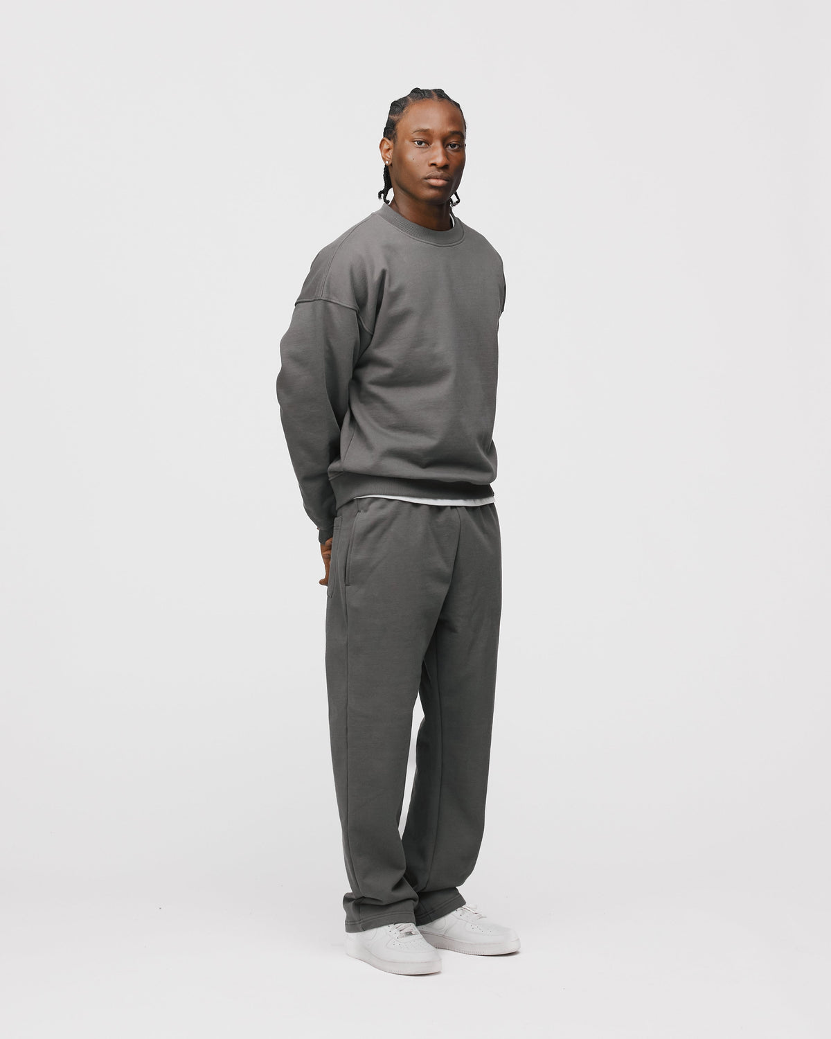Drop Shoulder Crewneck - Charcoal
