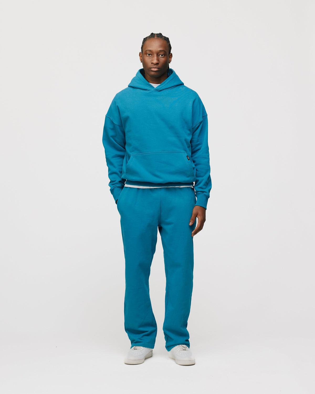 Drop Shoulder Hoodie - Aqua