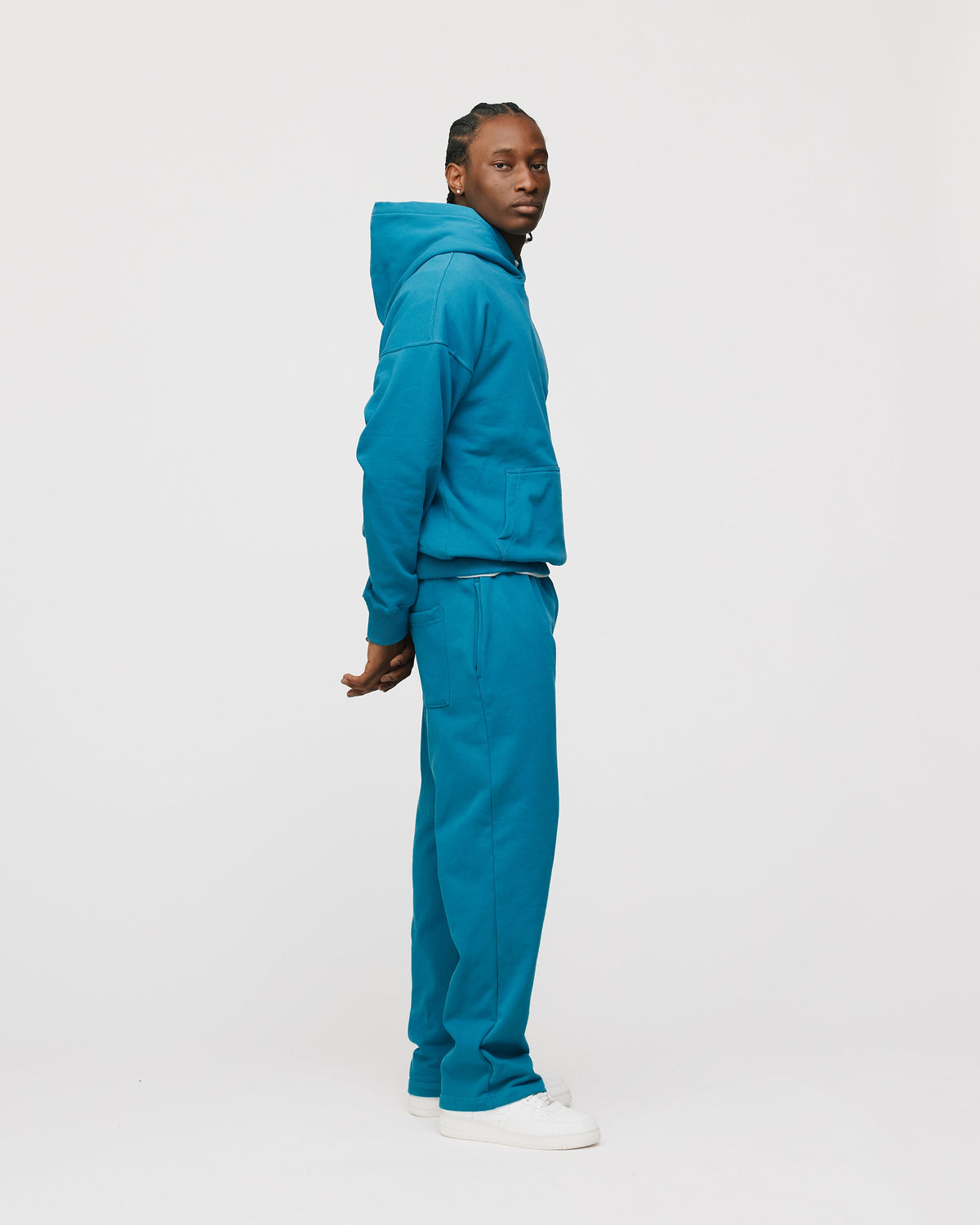 Drop Shoulder Hoodie - Aqua