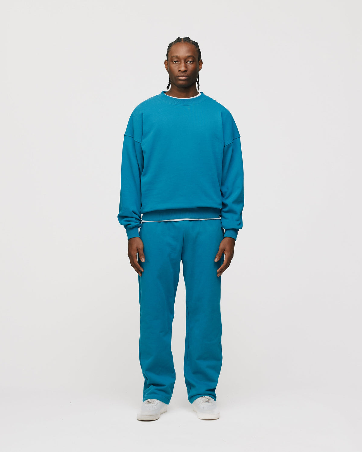 Drop Shoulder Crewneck - Aqua