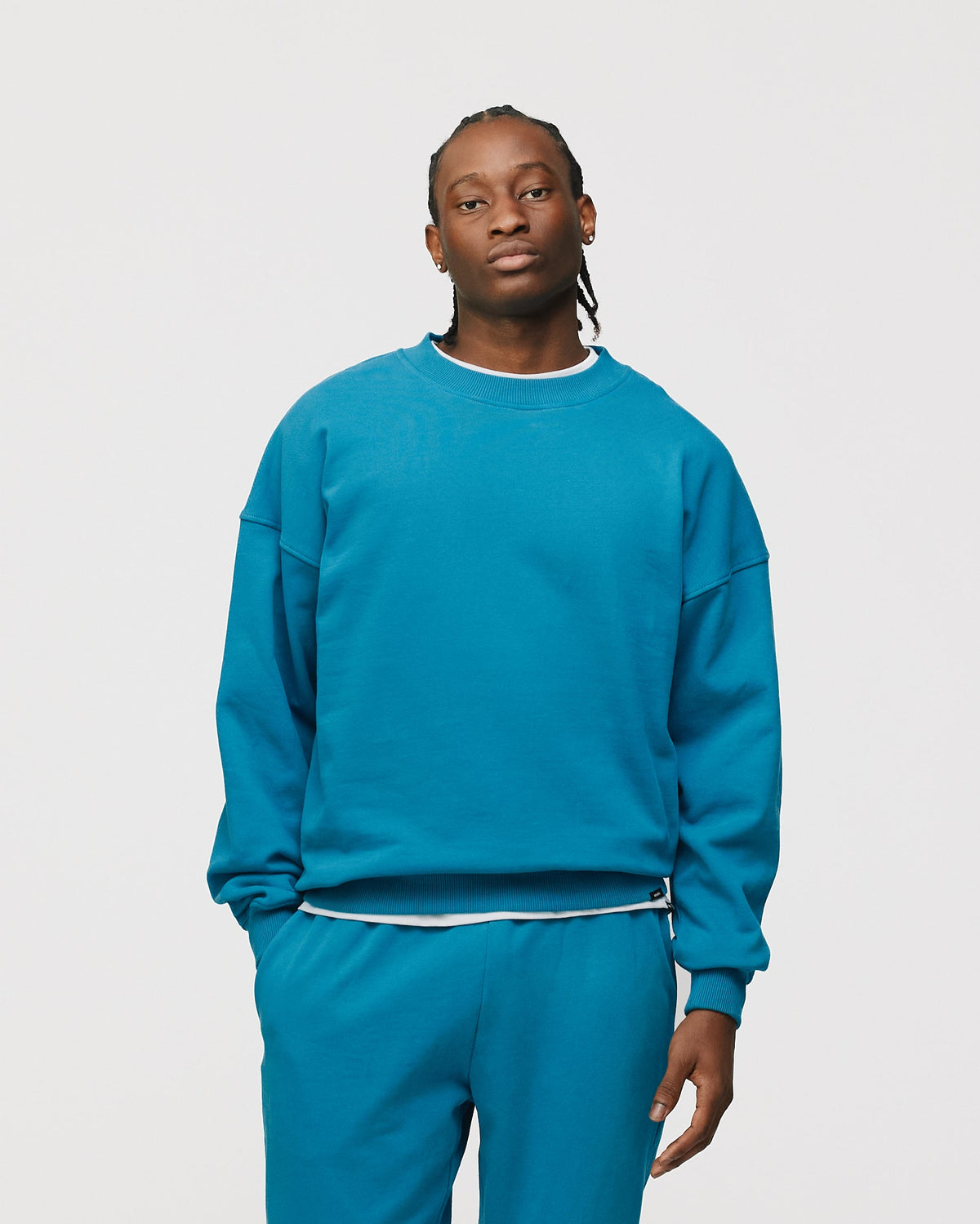 Drop Shoulder Crewneck - Aqua