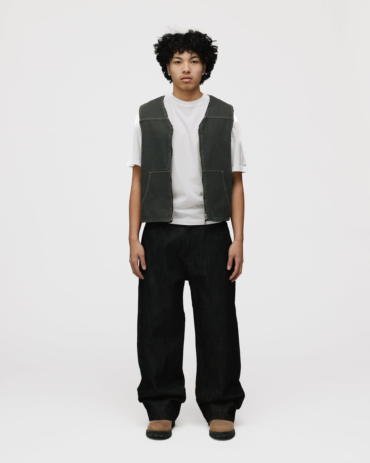 Reversible Workwear Vest - Washed Grey