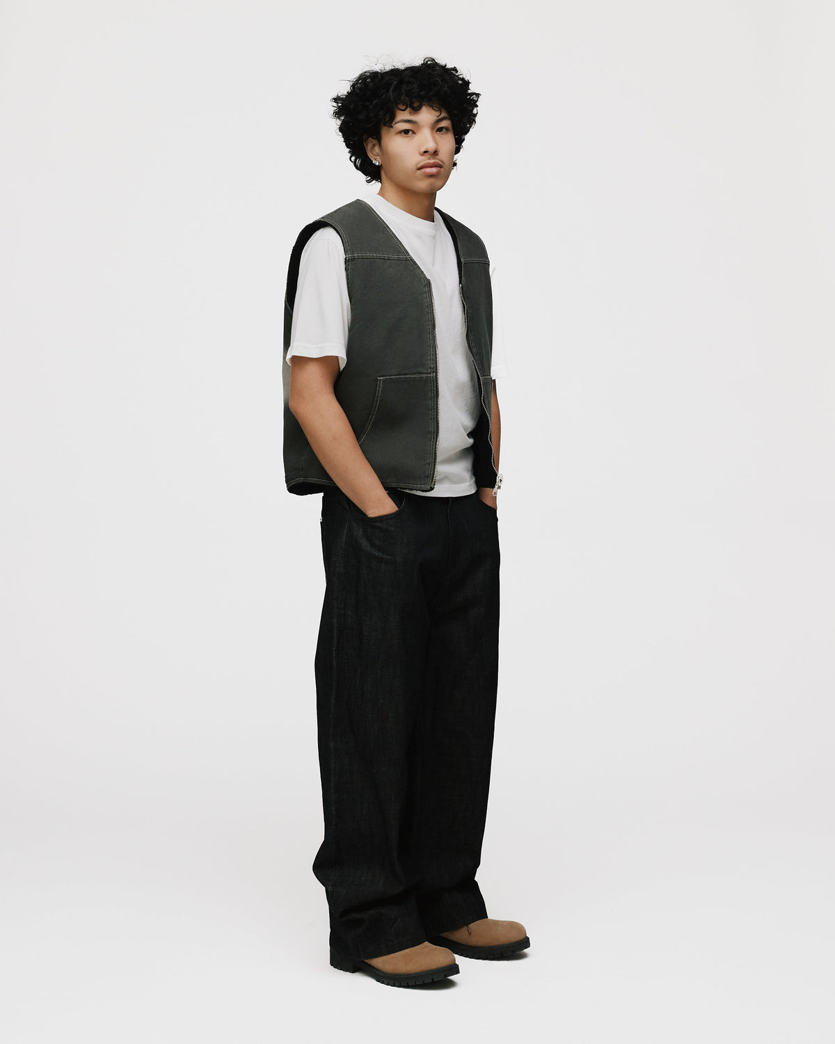 Reversible Workwear Vest - Washed Grey