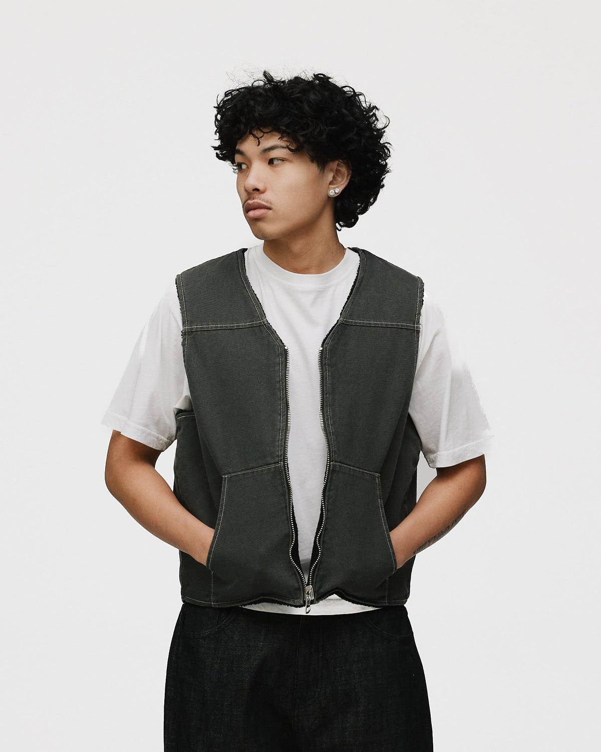 Reversible Workwear Vest - Washed Grey