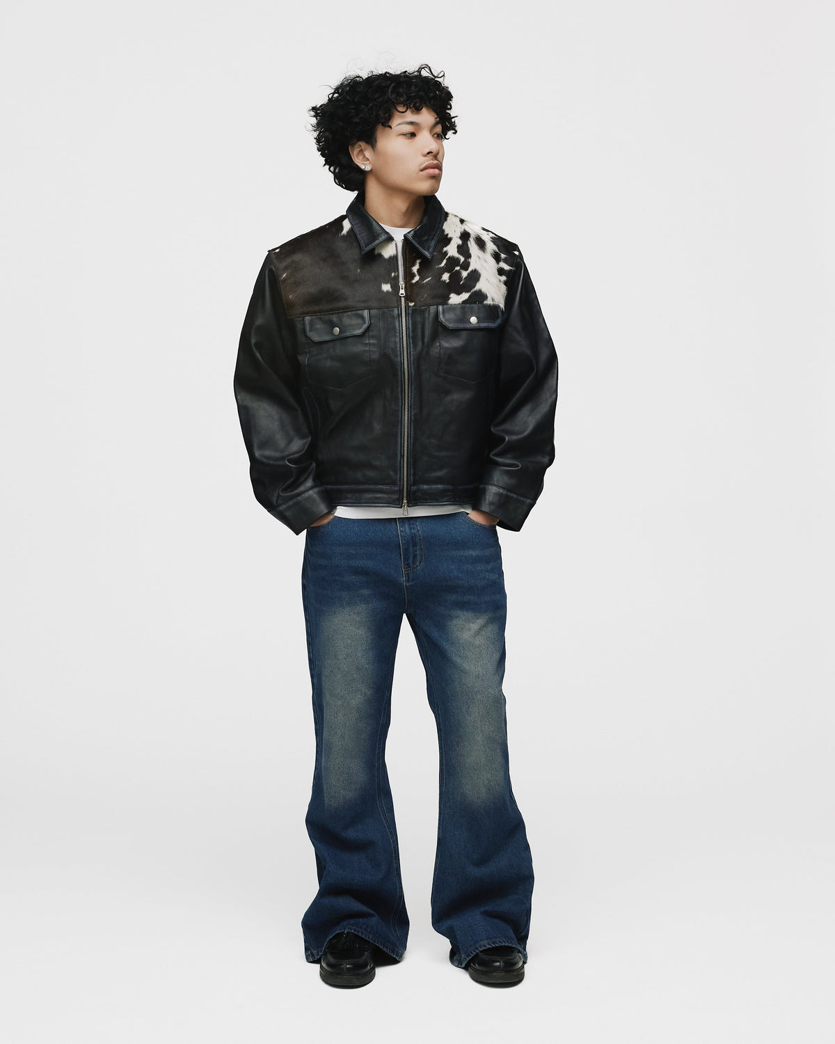 Cowhide Leather Jacket - Black