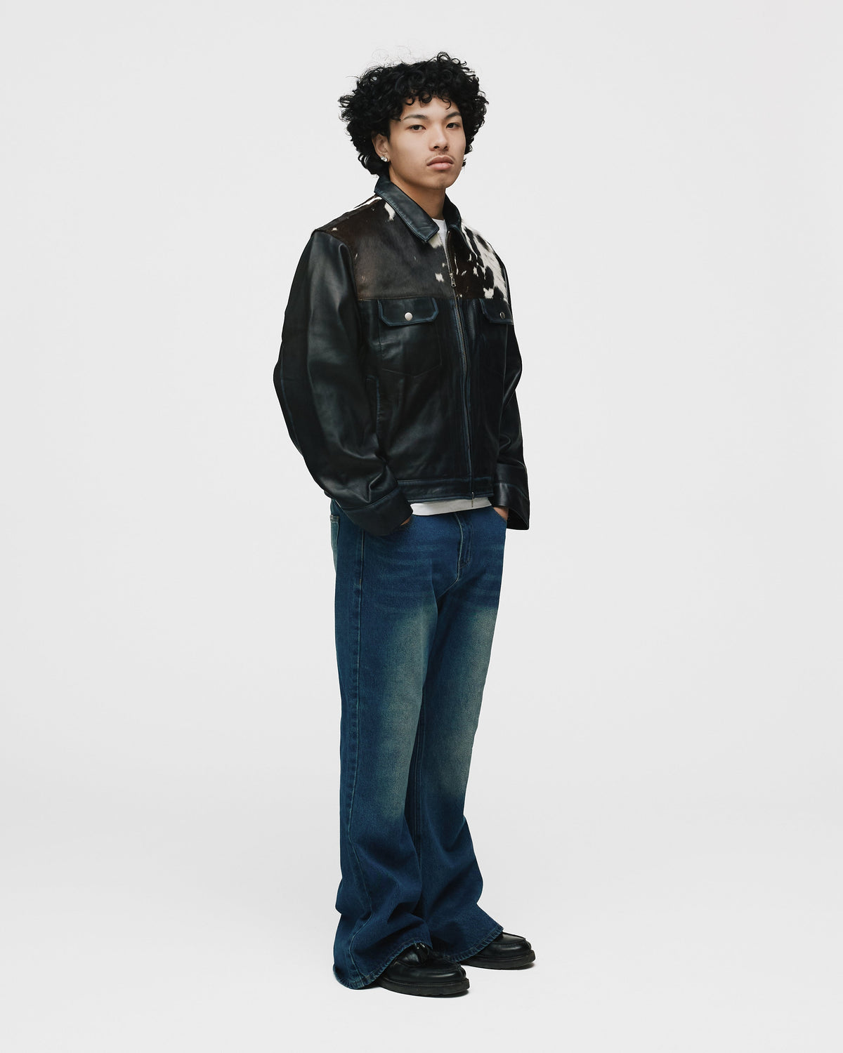 Cowhide Leather Jacket - Black