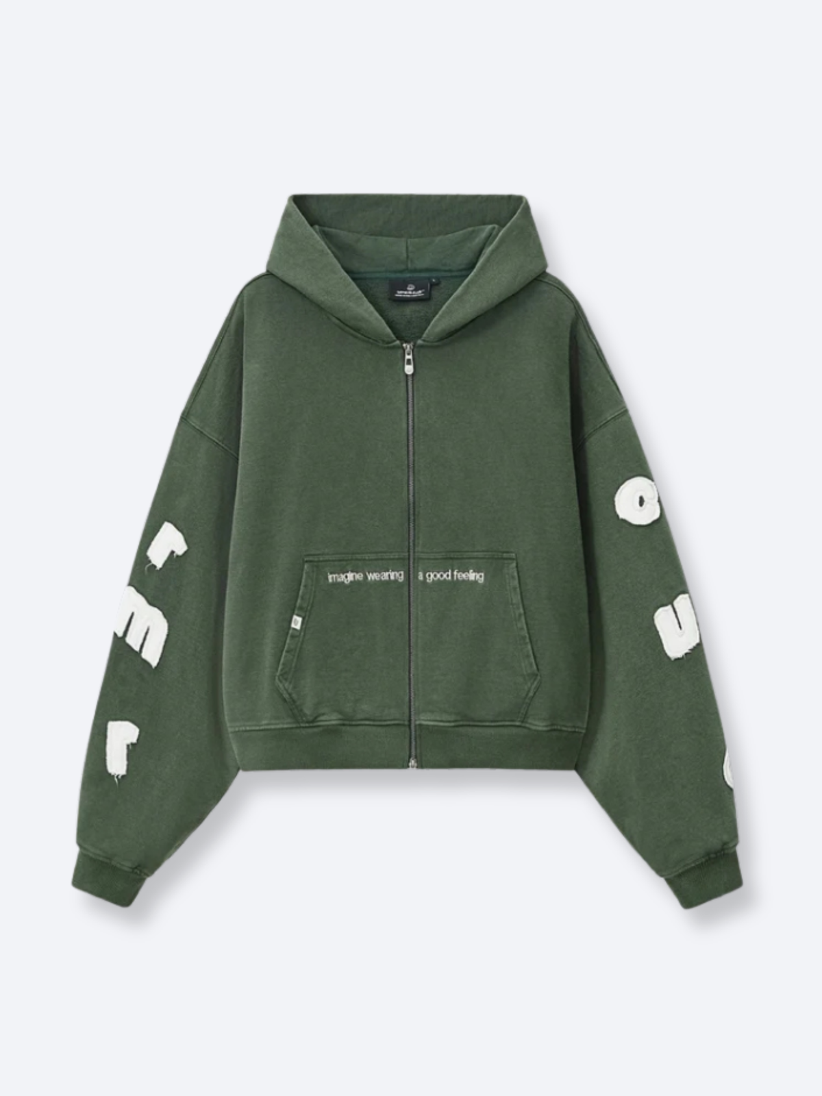 FLOATING LETTERS ZIP UP - FADED PINE