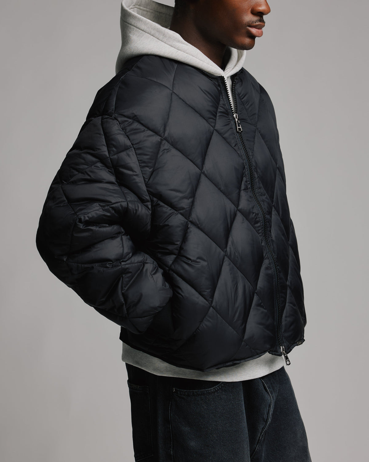 Quilted Puffer Jacket - Black