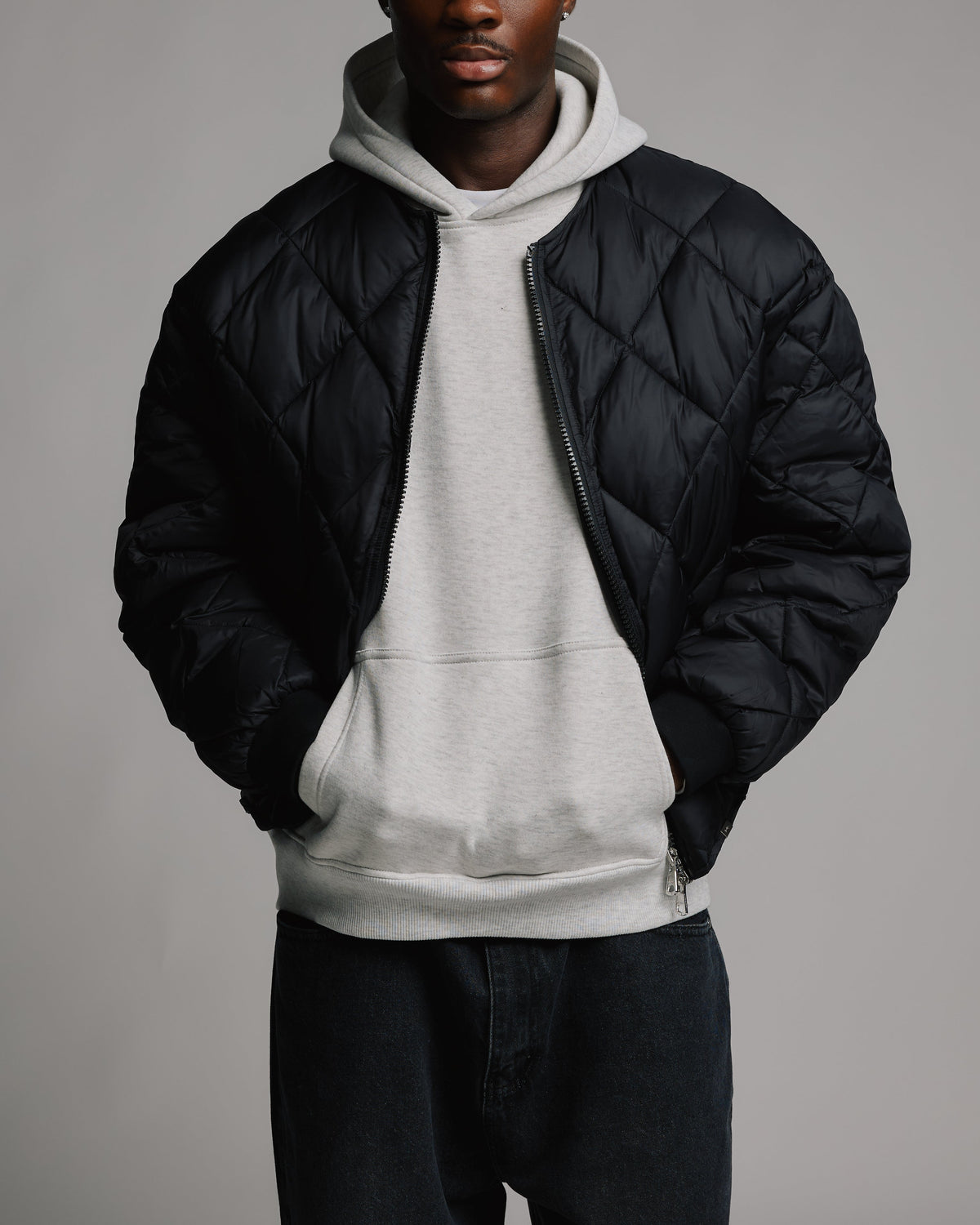 Quilted Puffer Jacket - Black