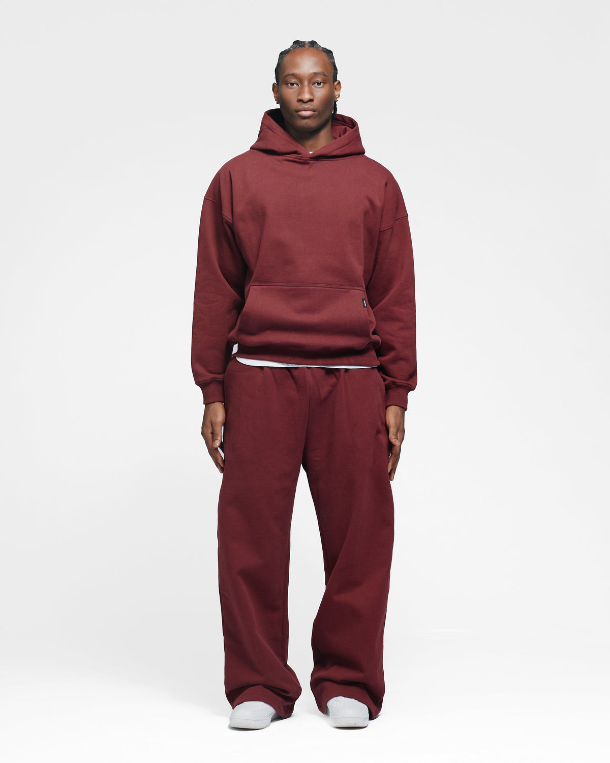 Drop Shoulder Hoodie - Burgundy