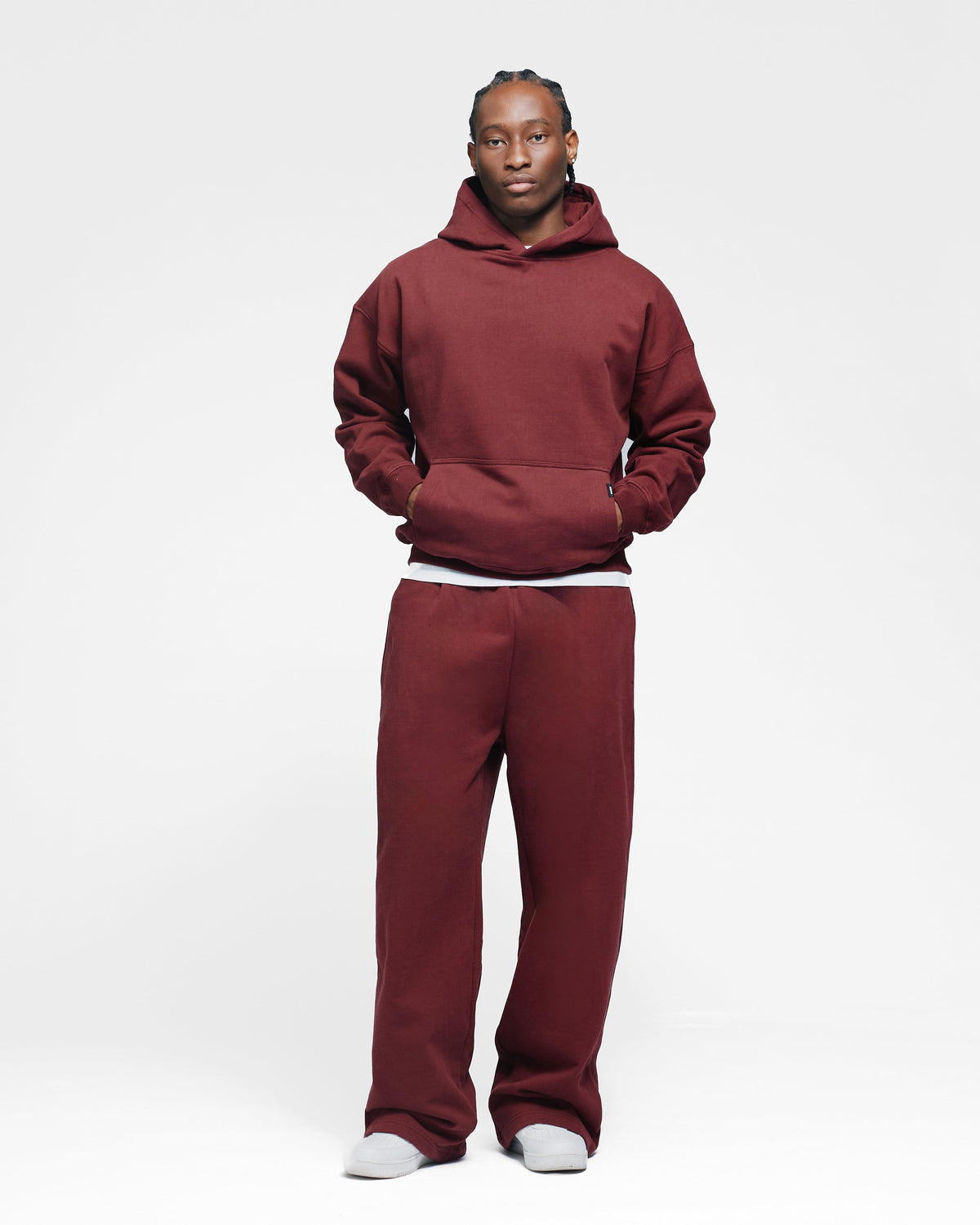 Drop Shoulder Hoodie - Burgundy
