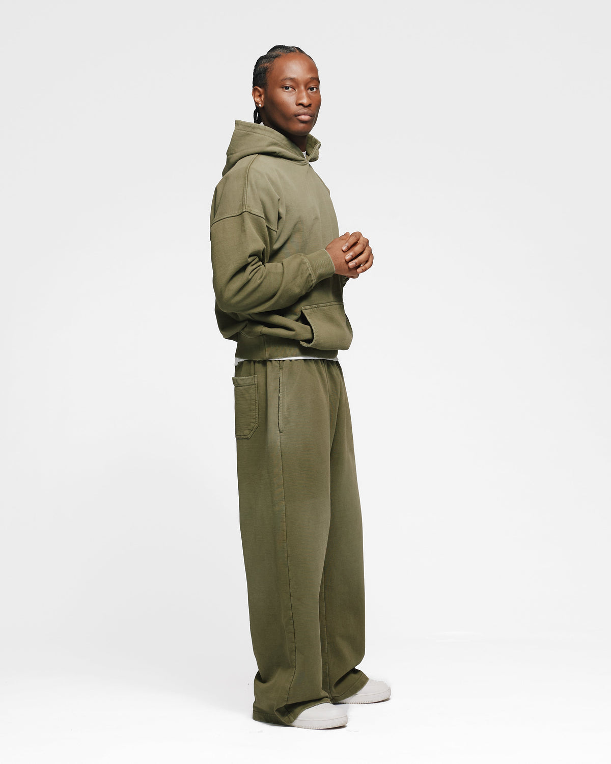 Drop Shoulder Hoodie - Sunfaded Olive