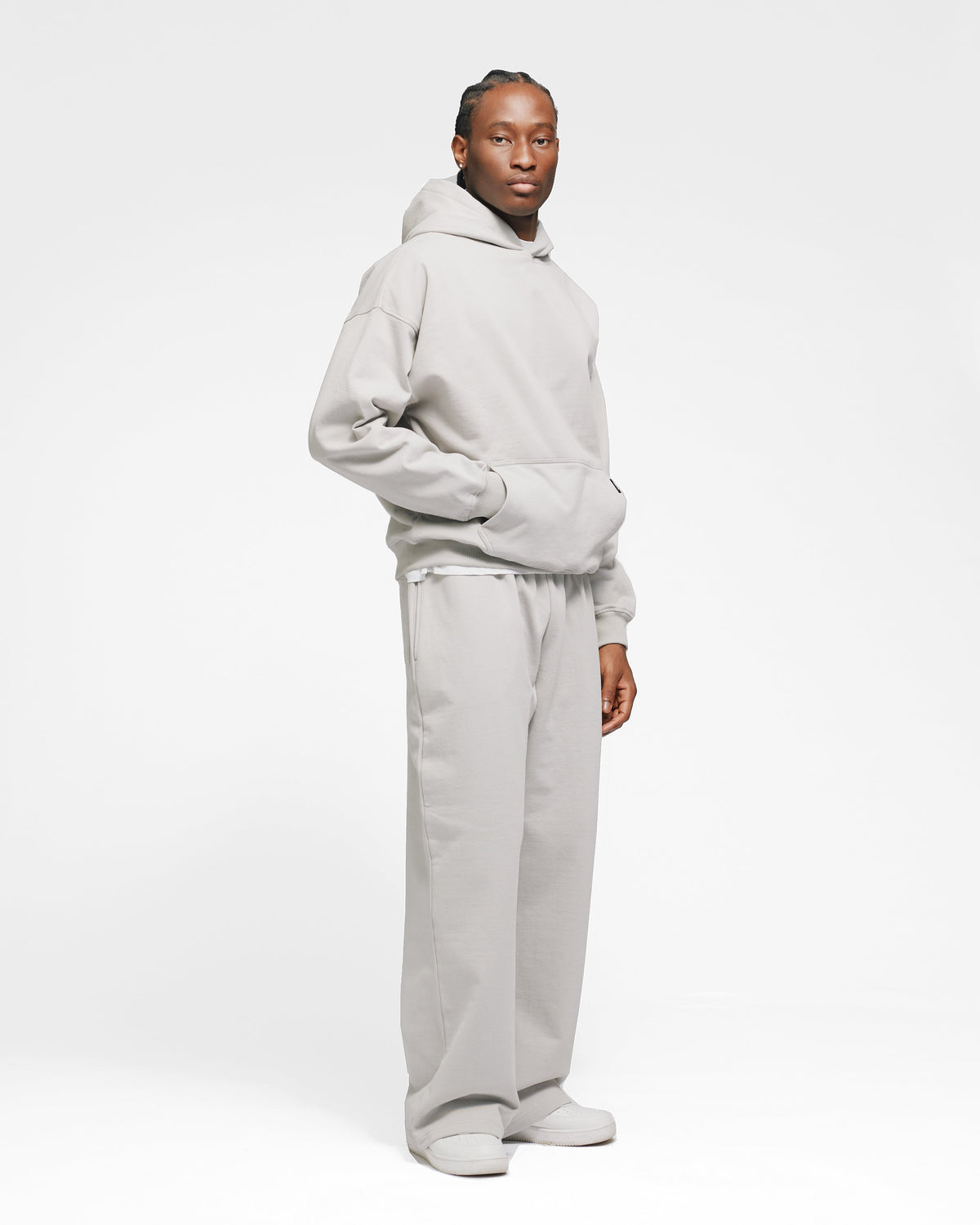 Drop Shoulder Hoodie - Light Grey