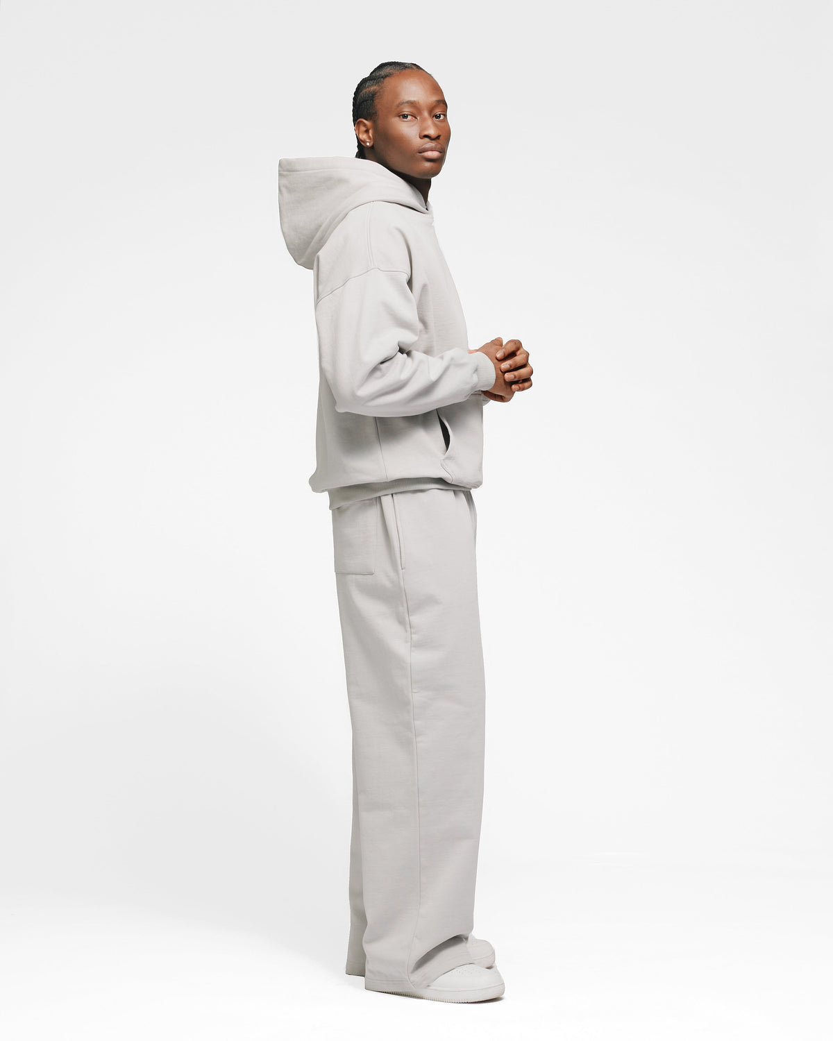 Drop Shoulder Hoodie - Light Grey