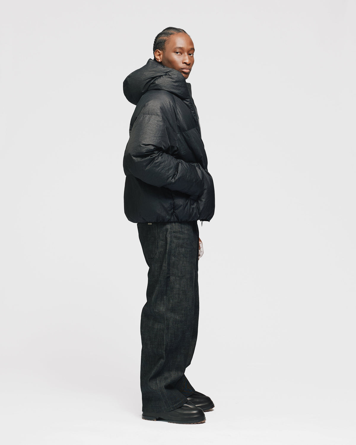 Hooded Puffer Jacket - Black