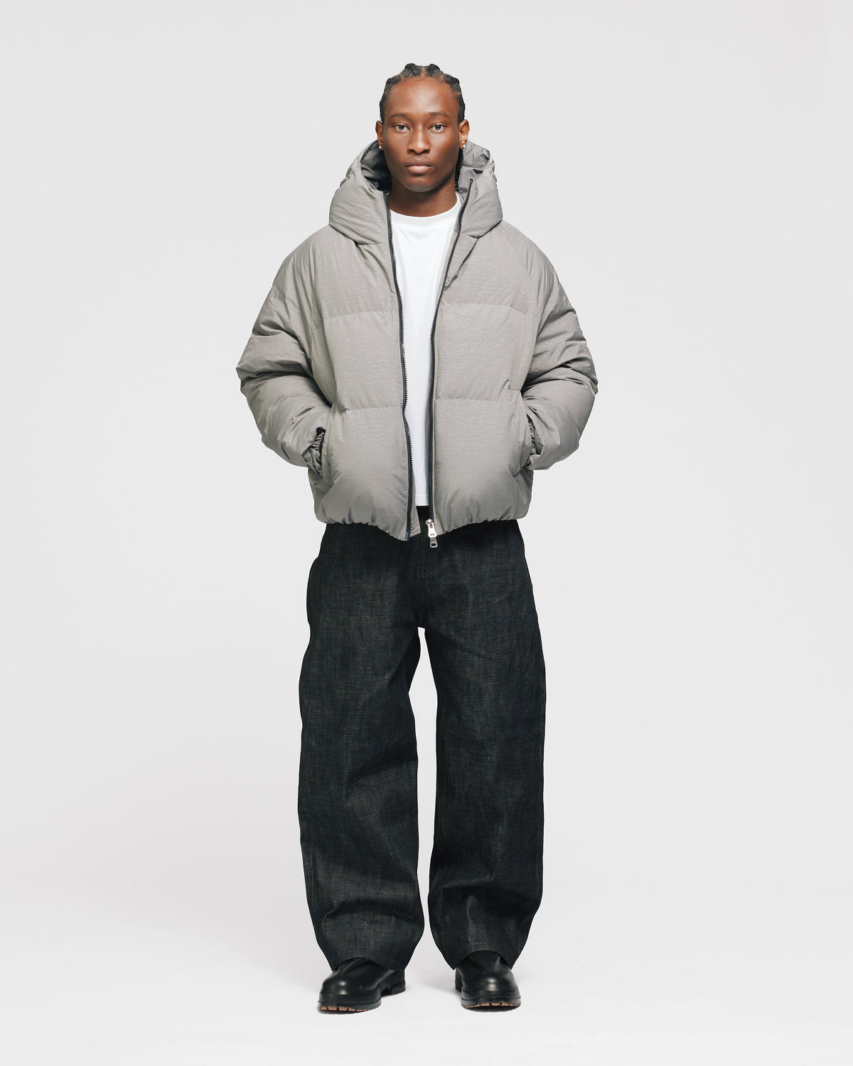 Hooded Puffer Jacket - Grey