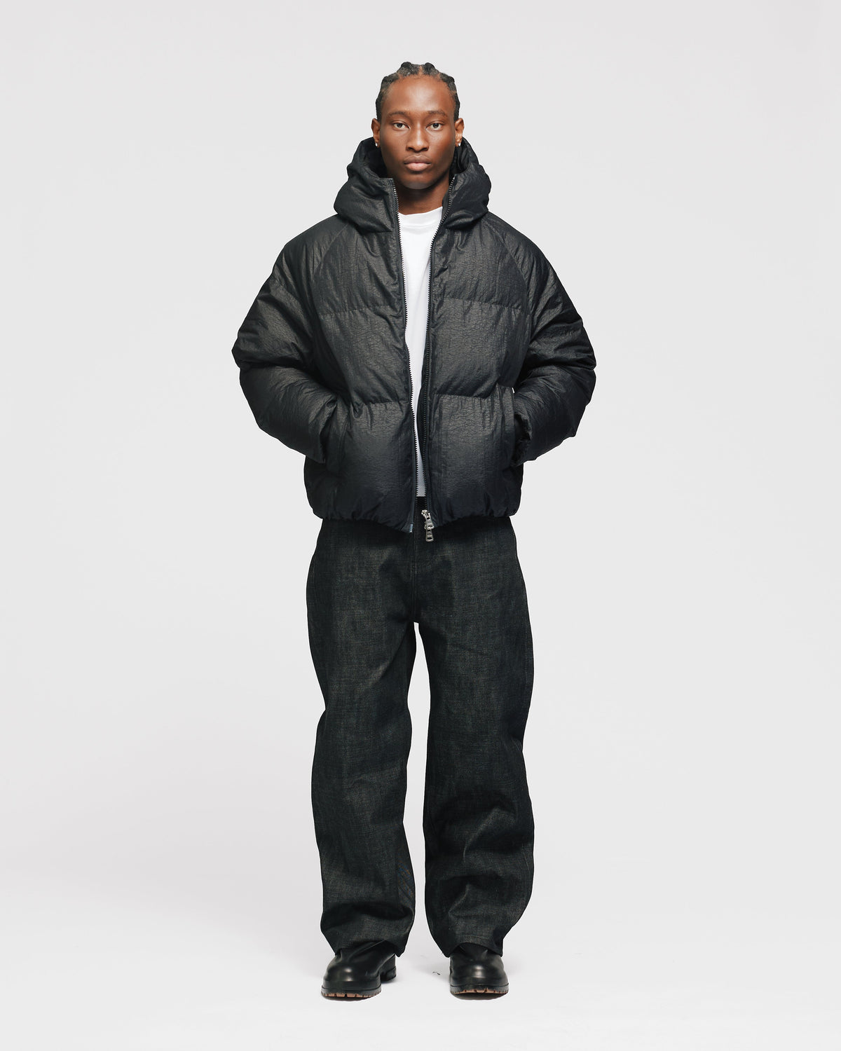 Hooded Puffer Jacket - Black