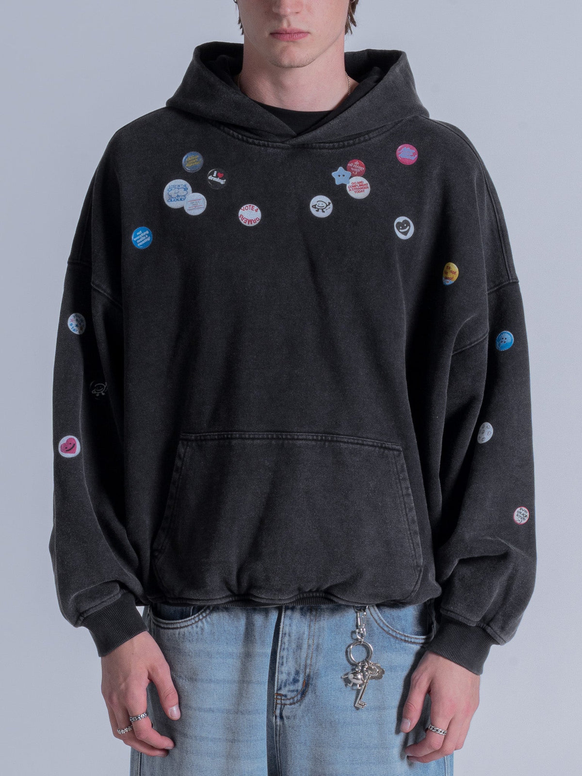 PIN HOODIE - VINTAGE BLACK