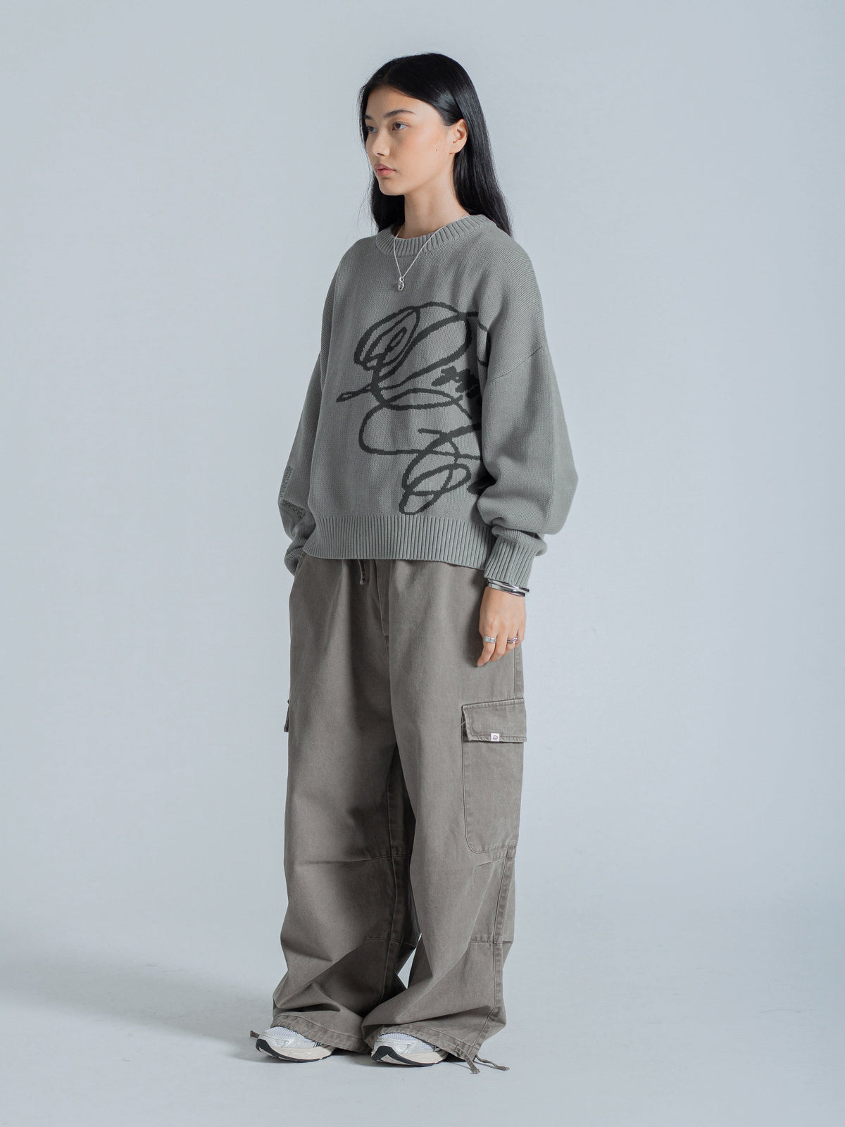 CURSIVE TEXT KNIT - MUTED SAGE