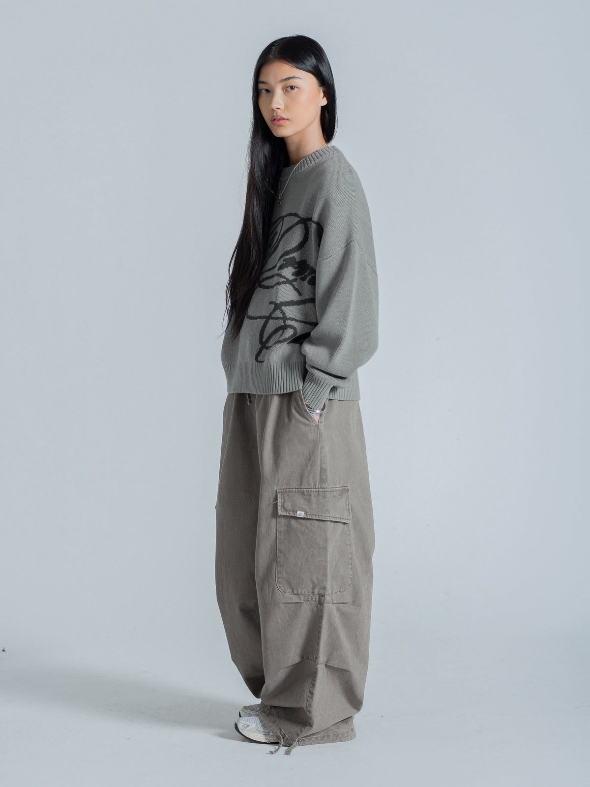 CURSIVE TEXT KNIT - MUTED SAGE
