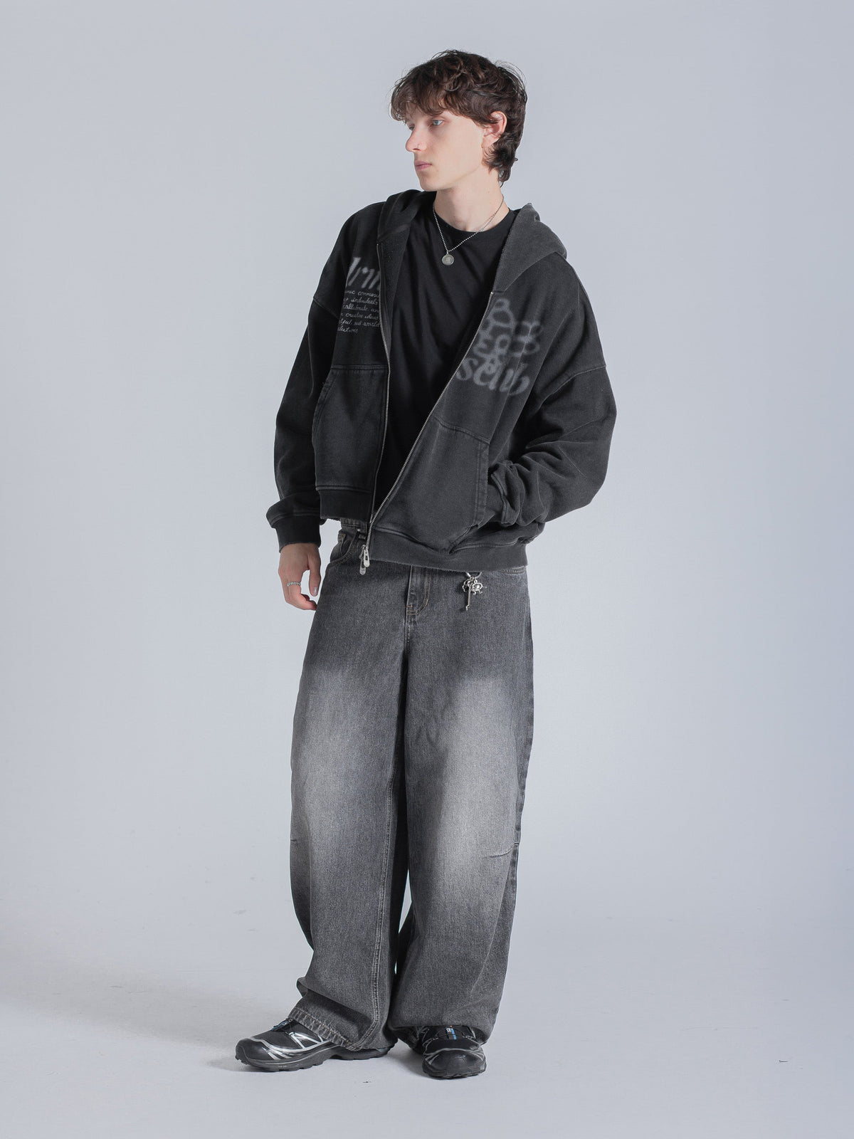 PARALLEL ZIP UP - WASHED BLACK