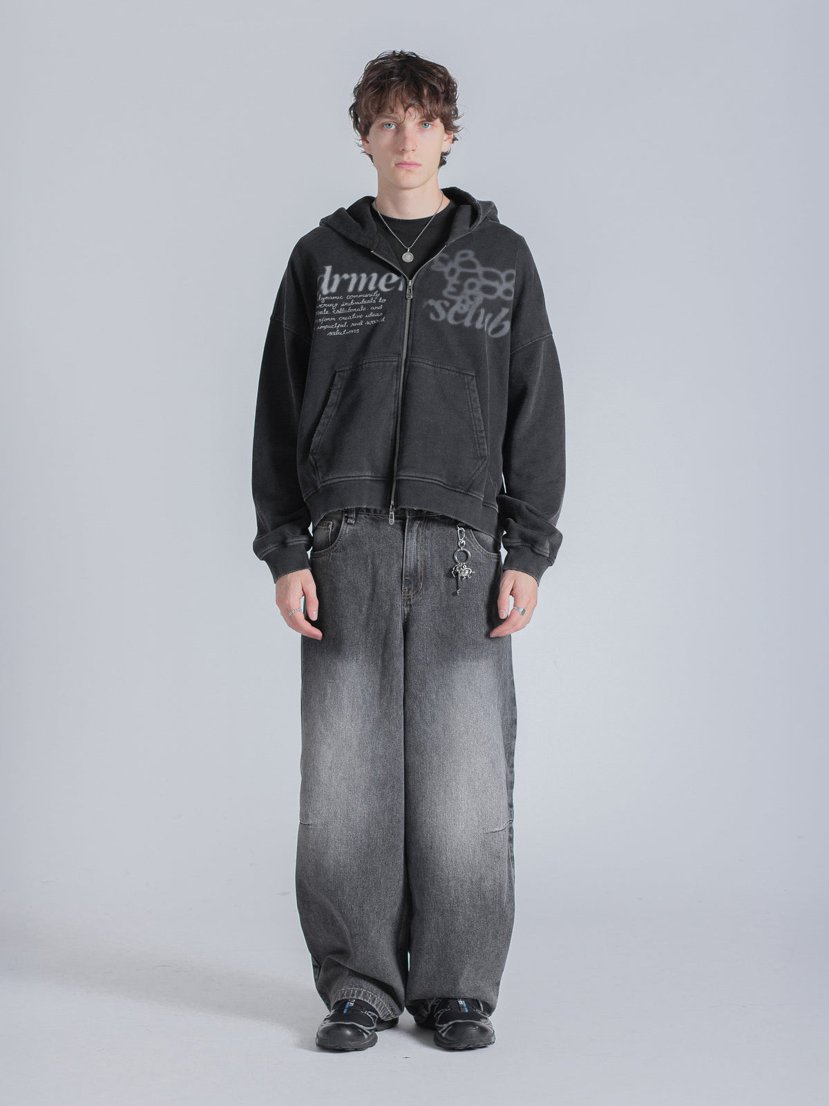 PARALLEL ZIP UP - WASHED BLACK