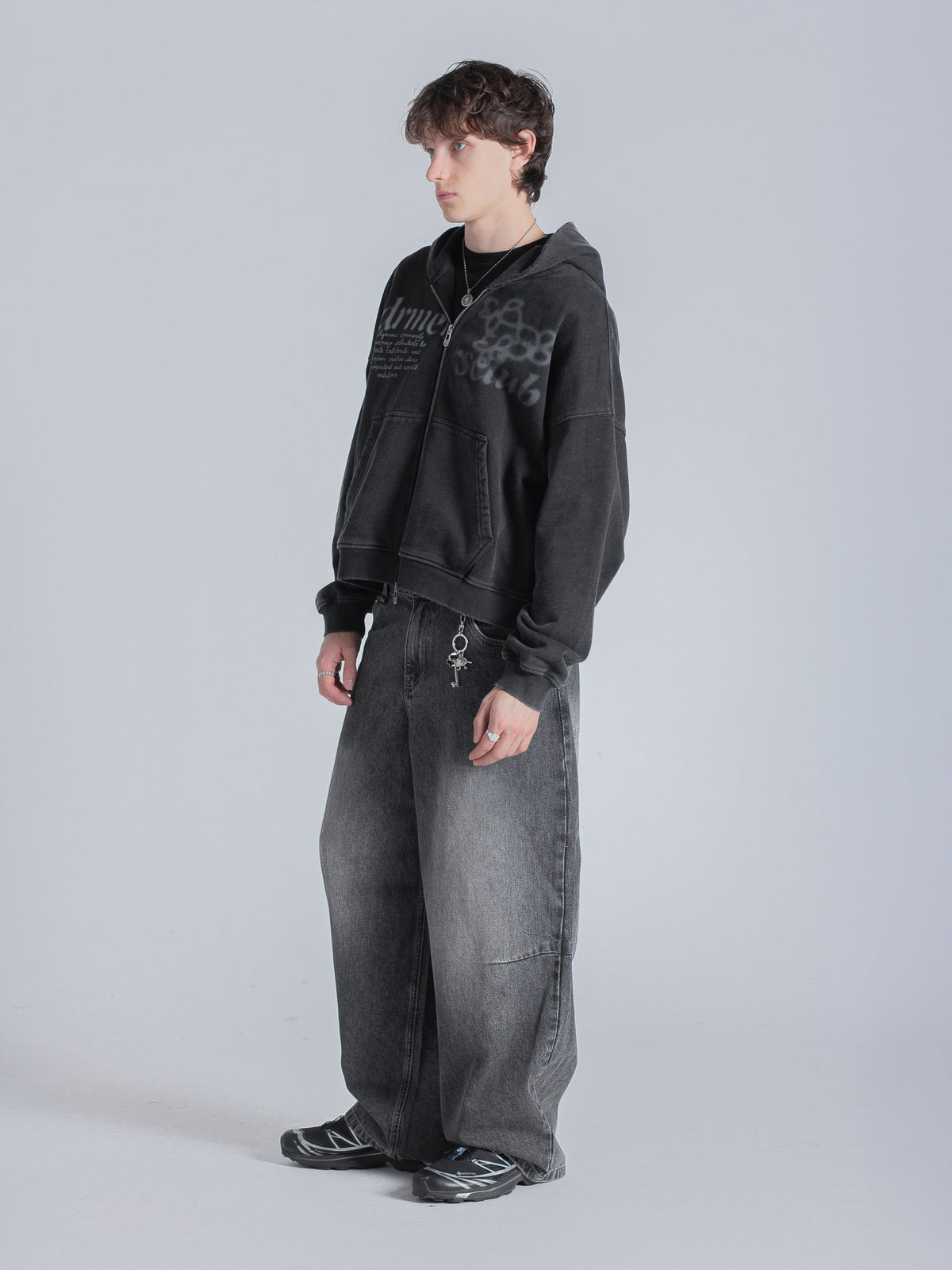 PARALLEL ZIP UP - WASHED BLACK