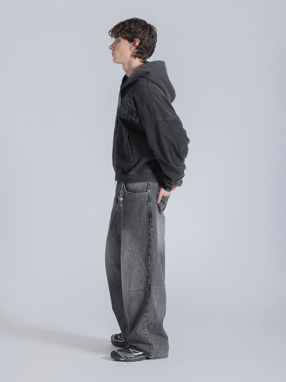 PARALLEL ZIP UP - WASHED BLACK
