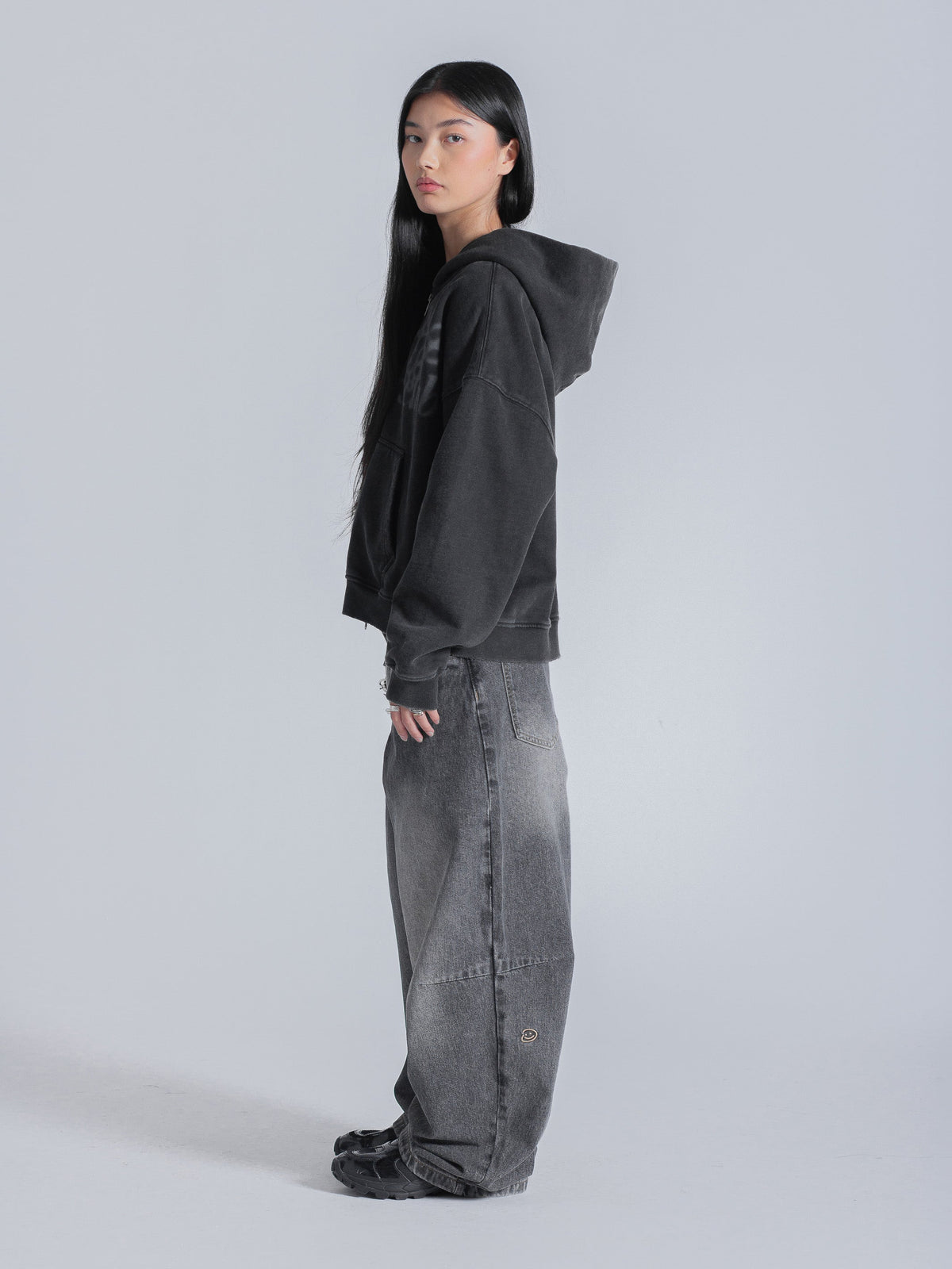 PARALLEL ZIP UP - WASHED BLACK