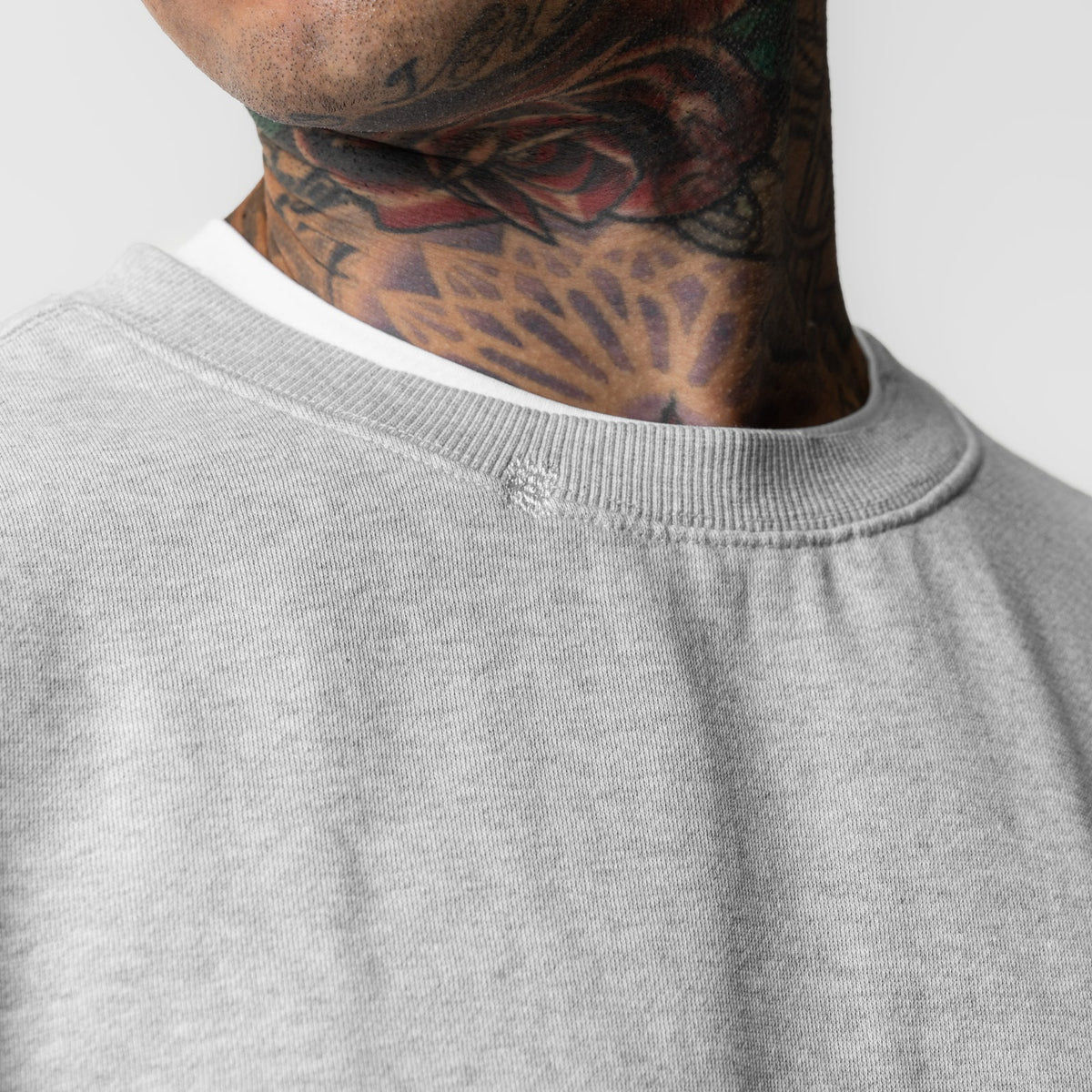 0861. Tech Essential™ Distressed Crewneck - Heather Grey