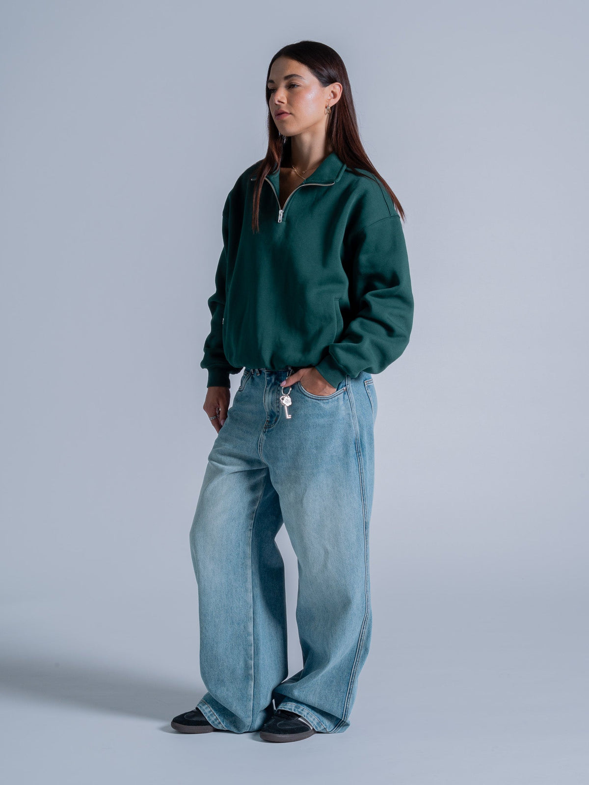 SIGNATURE BASIC QUARTER ZIP - CASTLETON GREEN