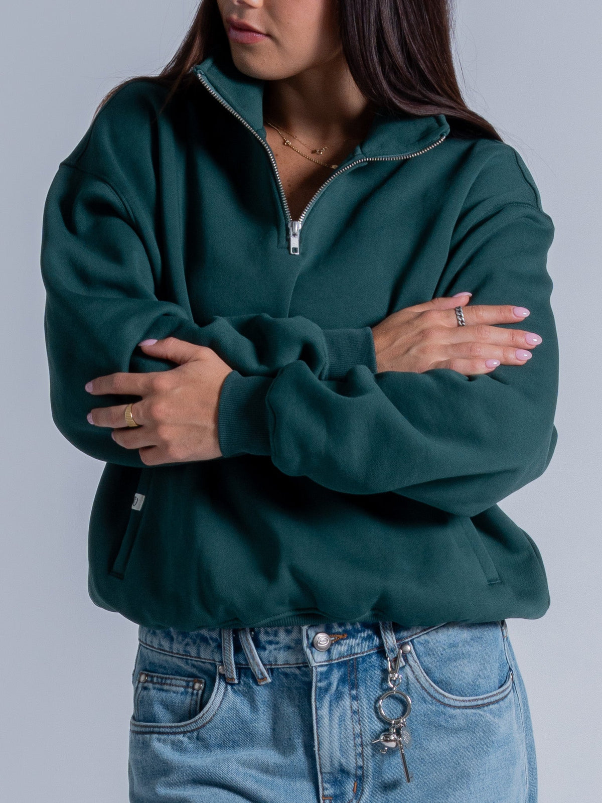 SIGNATURE BASIC QUARTER ZIP - CASTLETON GREEN