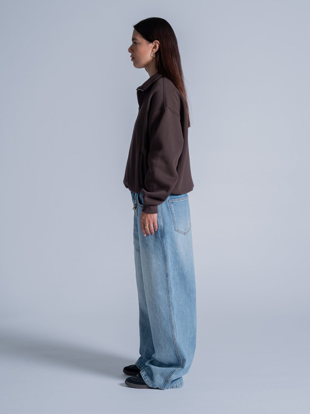SIGNATURE BASIC QUARTER ZIP - COFFEE BROWN