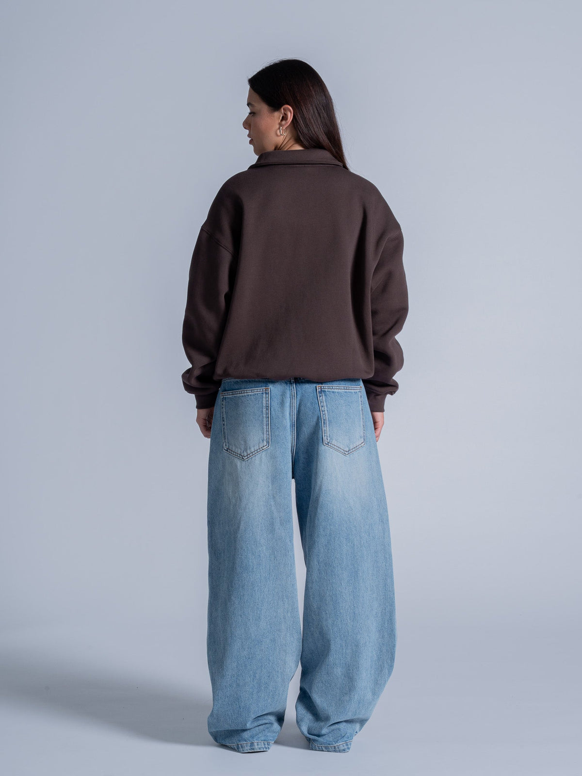 SIGNATURE BASIC QUARTER ZIP - COFFEE BROWN