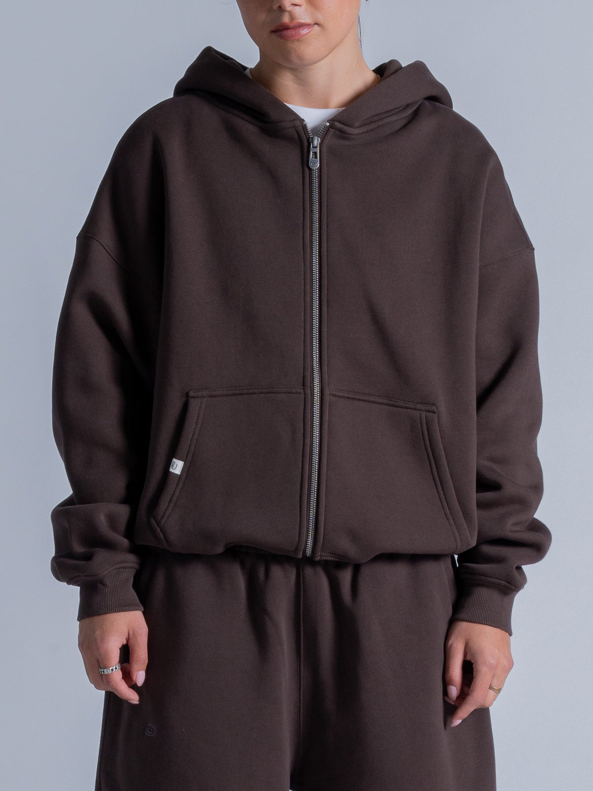 SIGNATURE BASIC ZIP UP - COFFEE BROWN