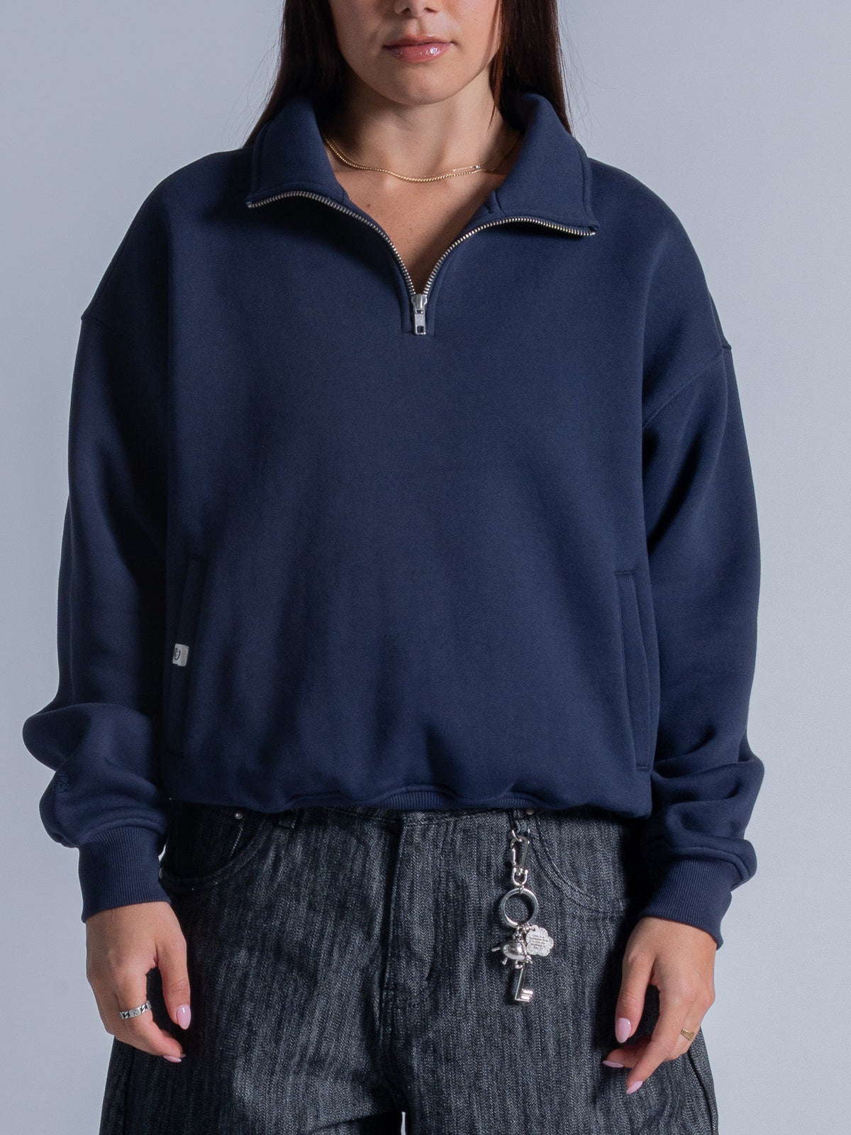 SIGNATURE BASIC QUARTER ZIP - FADED NAVY