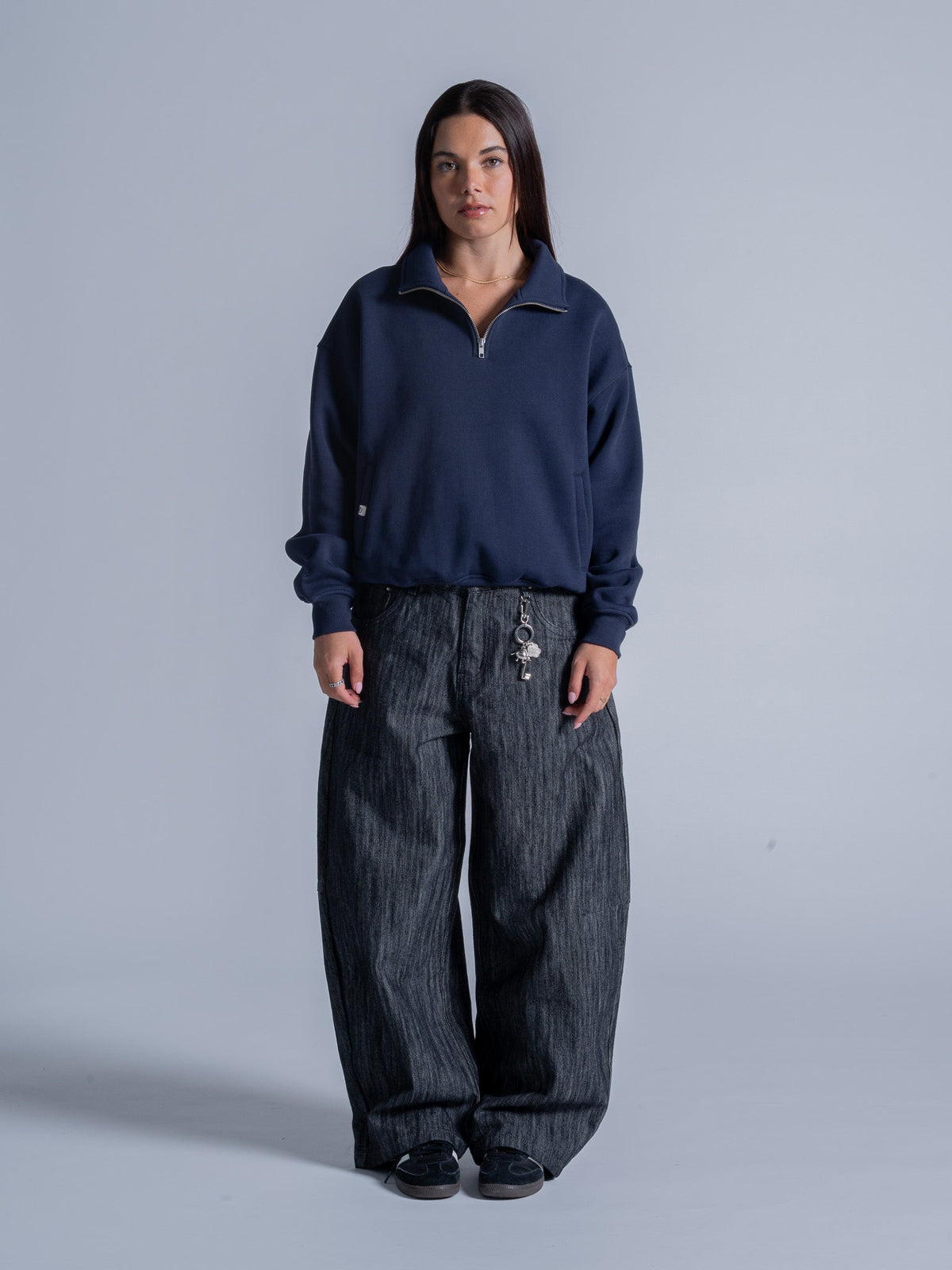 SIGNATURE BASIC QUARTER ZIP - FADED NAVY