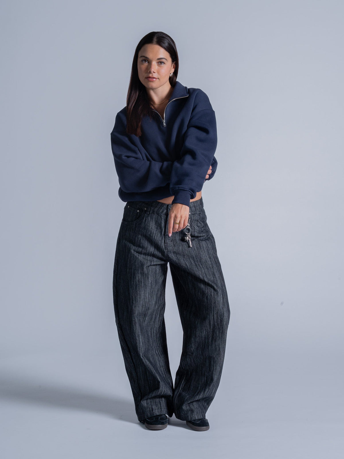 SIGNATURE BASIC QUARTER ZIP - FADED NAVY