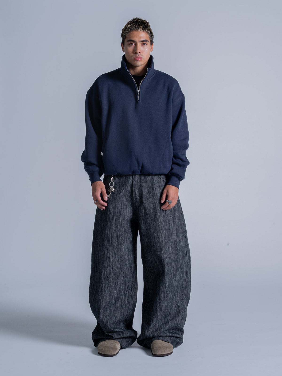 SIGNATURE BASIC QUARTER ZIP - FADED NAVY