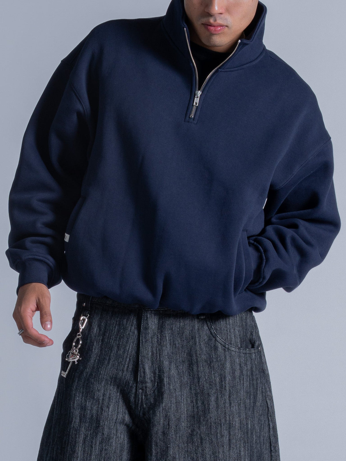 SIGNATURE BASIC QUARTER ZIP - FADED NAVY