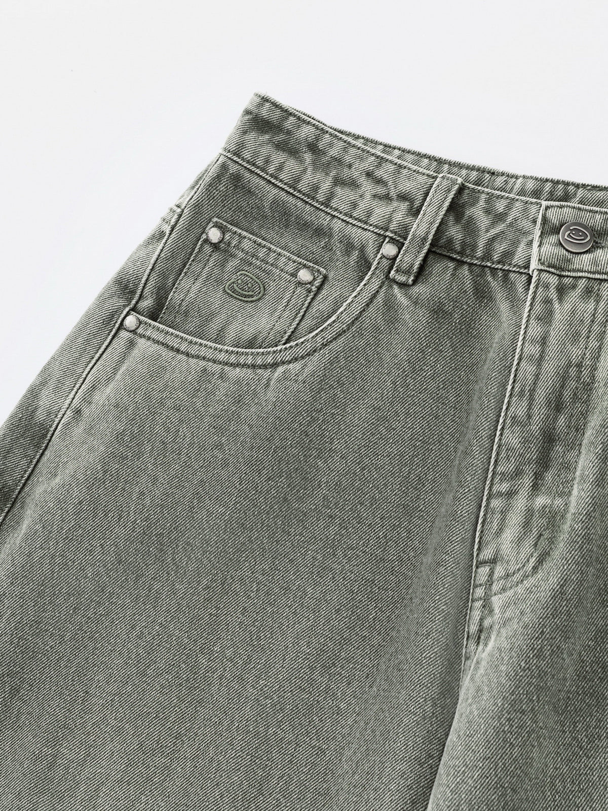 PANEL DENIM JEANS - WASHED GREEN