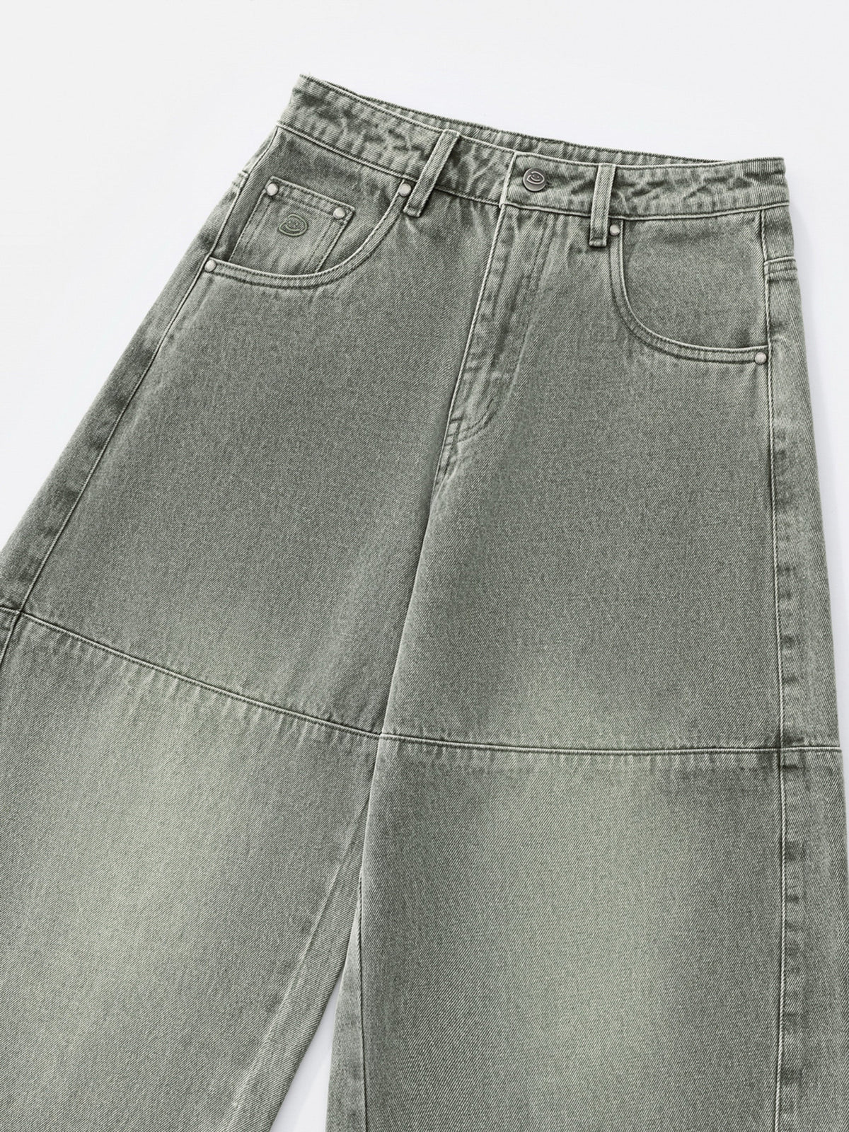 PANEL DENIM JEANS - WASHED GREEN