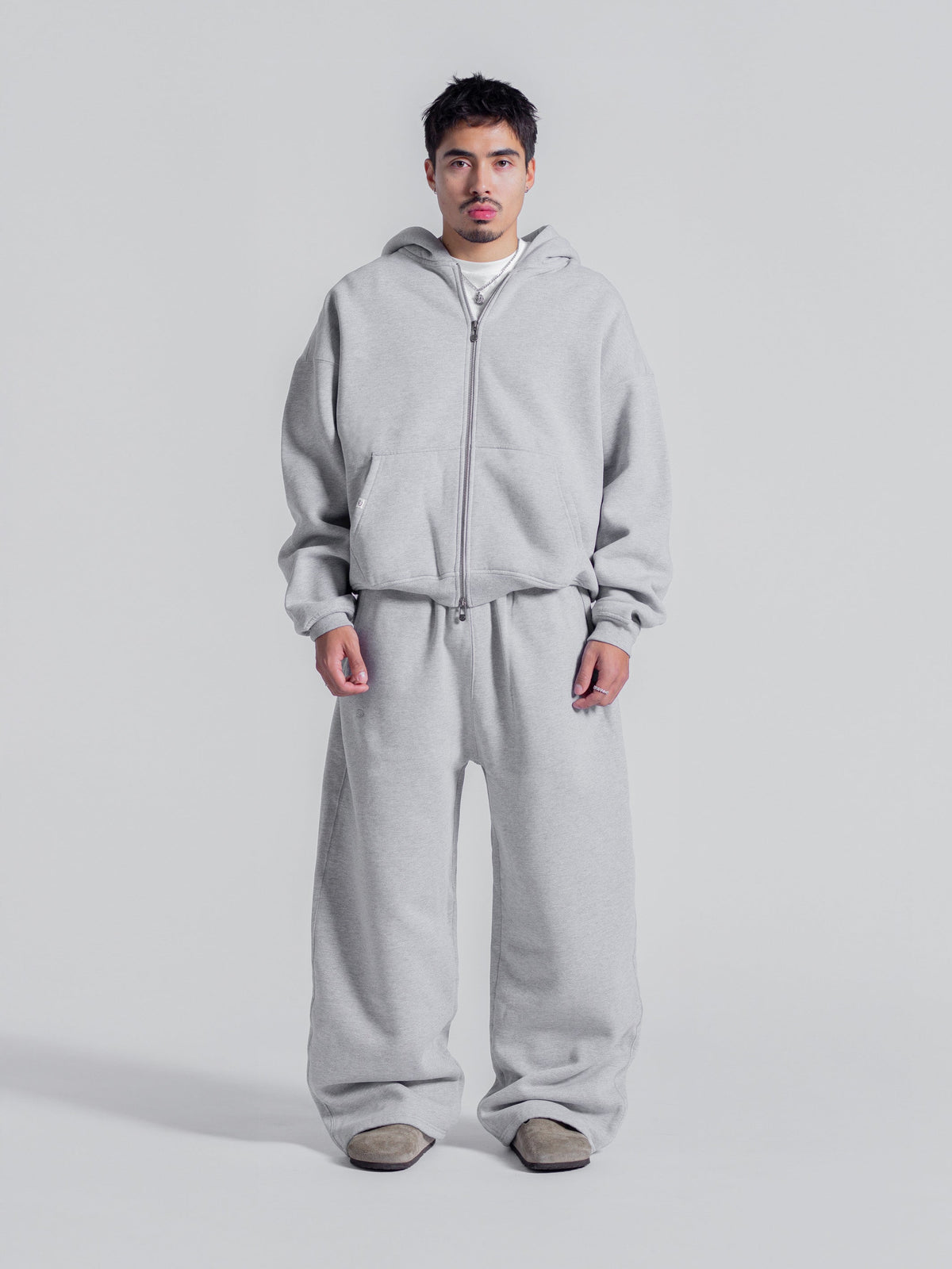SIGNATURE BASIC ZIP UP - HEATHER GREY