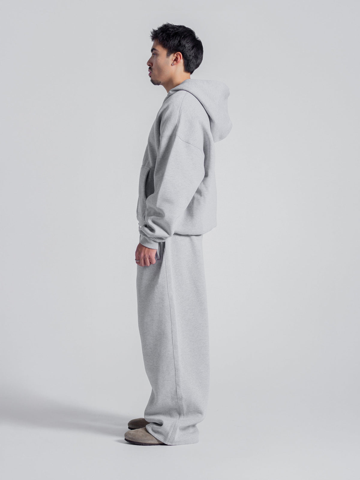 SIGNATURE BASIC ZIP UP - HEATHER GREY