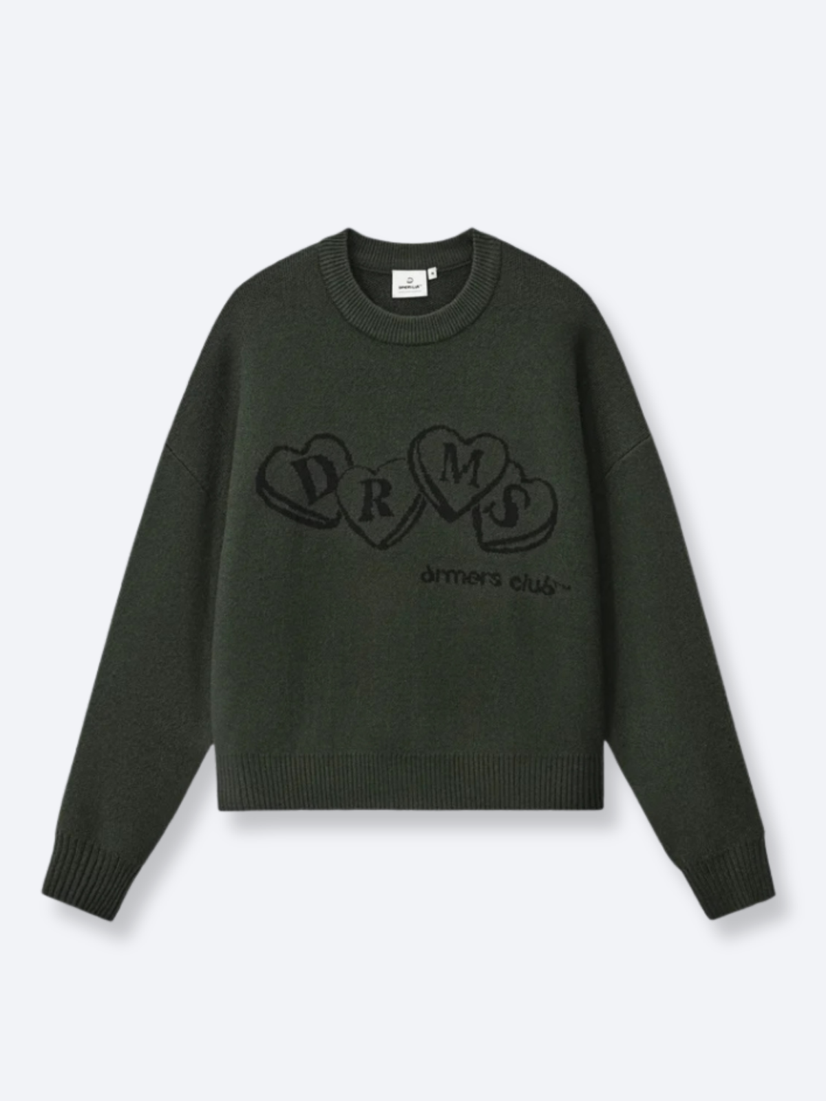 HEART KNIT SWEATER - DEEP OLIVE